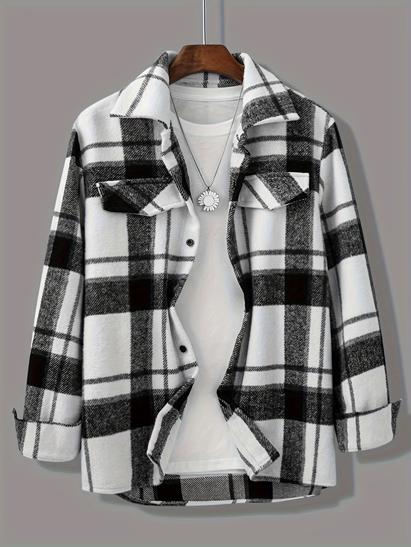 gbolsos Fashionable And Casual Men's Plaid Cardigan Button Long Sleeve Lapel Jacket, Comfortable And Versatile, Suitable For Dates, Suitable For Autumn And Winter