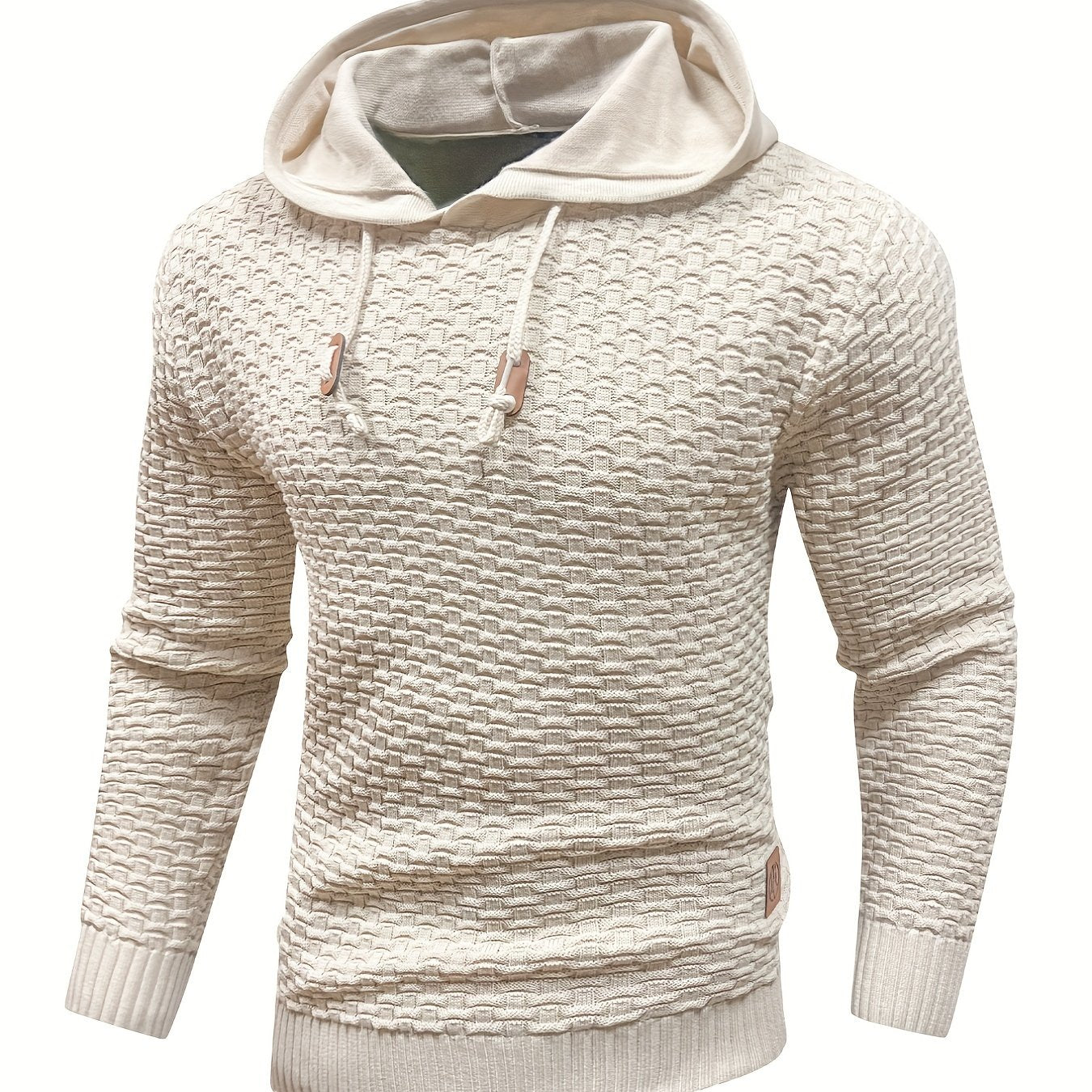 gbolsos Men's Solid Slim Fit Hooded Sweater For Spring & Autumn, Knit Pullover Sweater, Plus Size