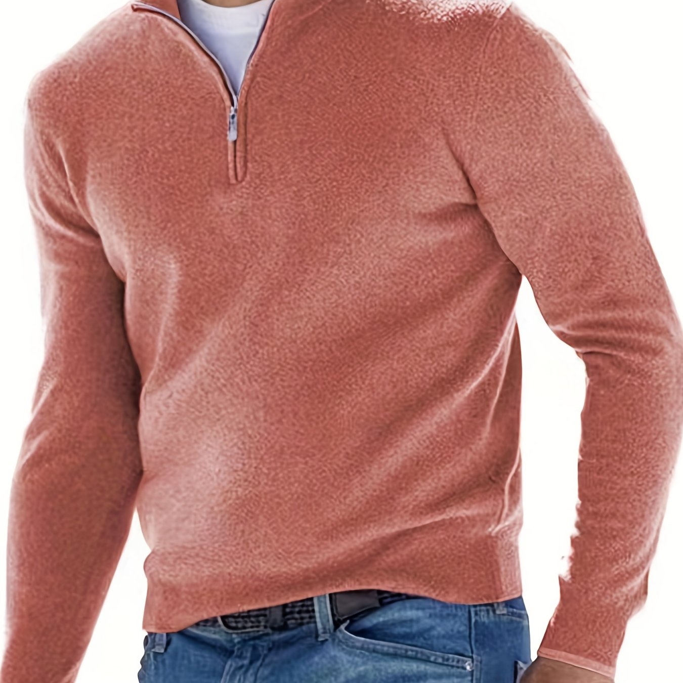 gbolsos Fleece Long Sleeves Zipper Stand Collar Pullover Thermal Underwear Tops, Men's Casual Top Polo Shirts