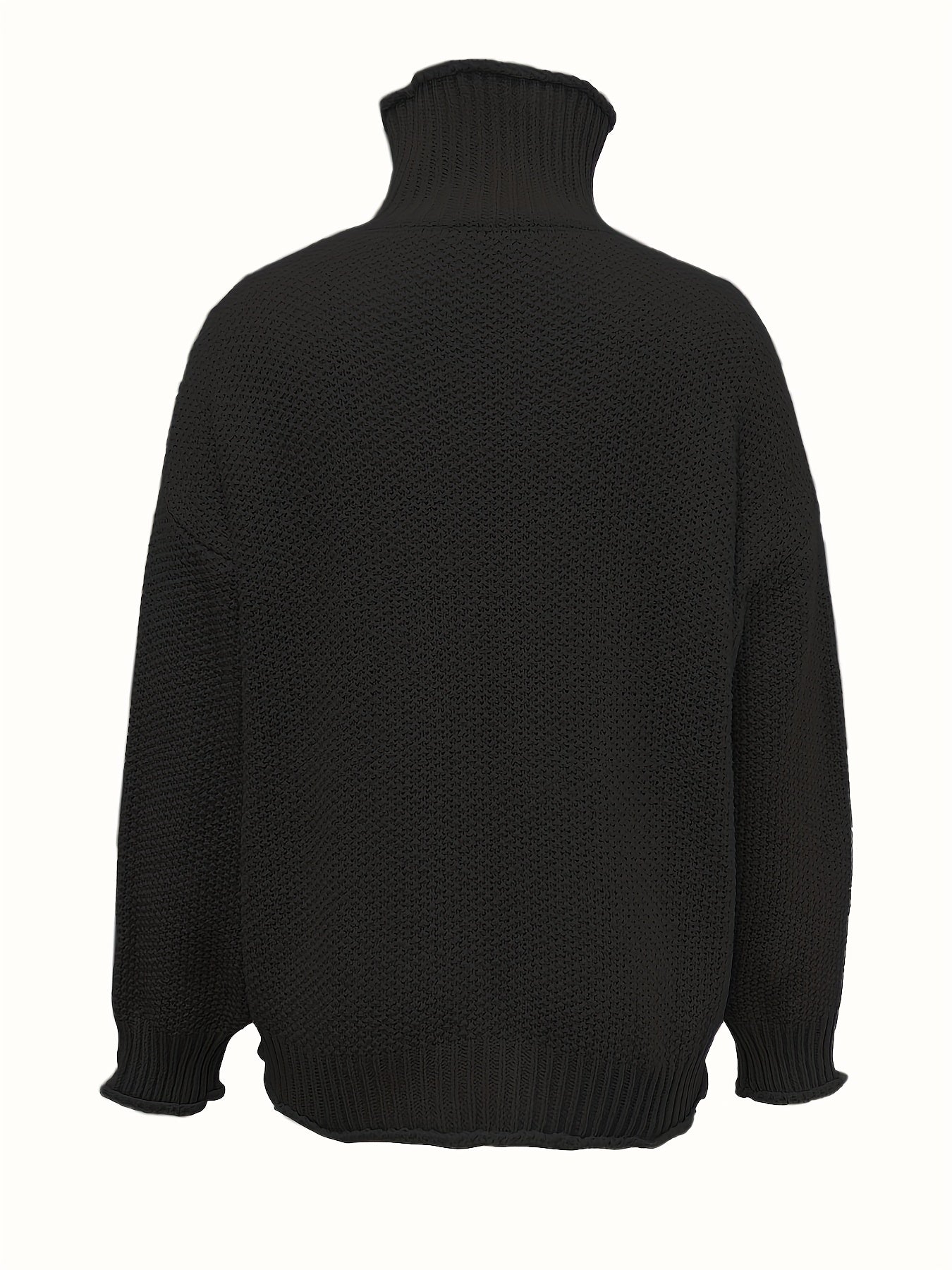 gbolsos Solid Turtle Neck Pullover Sweater, Casual Long Sleeve Sweater For Fall & Winter, Women's Clothing