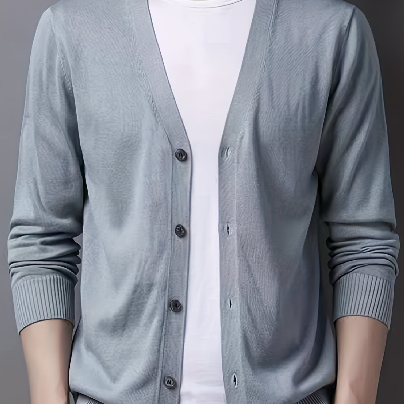 gbolsos Men's V-neck Casual Cardigan, Plain Thermal Regular Fit Knit Sweater For Spring Autumn