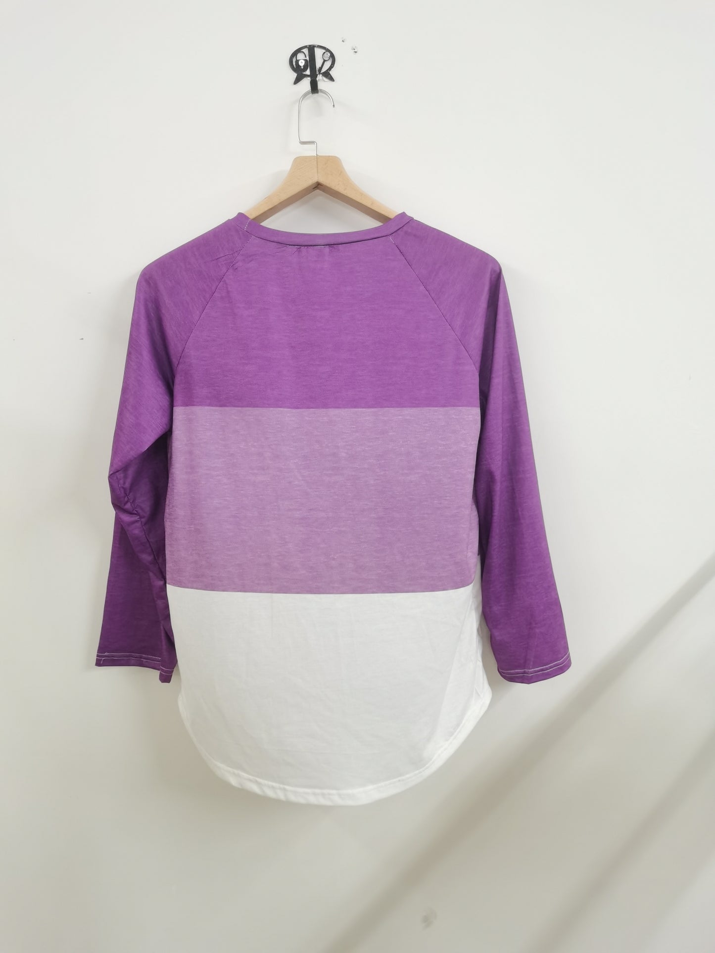 solvbao Plus Size Casual Top, Women's Plus Colorblock Long Sleeve Round Neck Medium Stretch Top