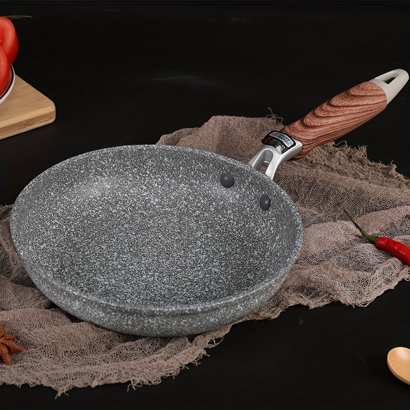 1pc Premium Maifan Stone Non-Stick Flat Bottom Frying Pan - Multi-Purpose Cooking Pot for Milk, Soup, and Household Use - Electromagnetic Stove Universal, Durable, Easy to Clean, and Heat-Resistant