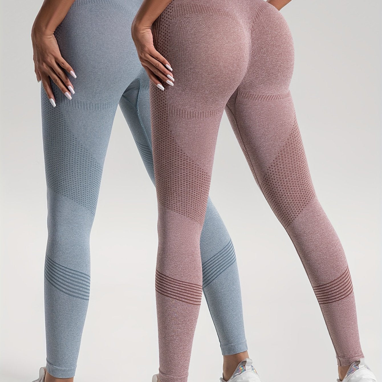 gbolsos 2pcs Solid Color High-Stretch Fitness Yoga Sports Leggings, Soft Breathable Yoga Tight Pants, Women's Activewear