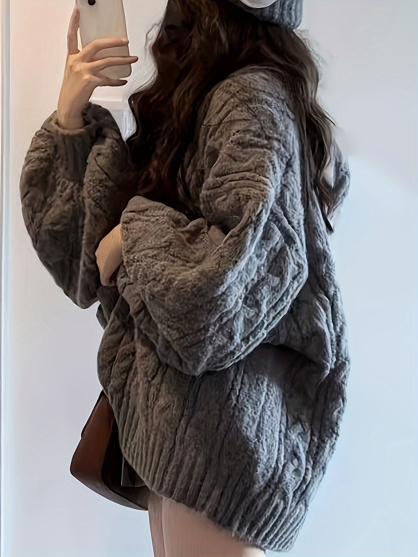 gbolsos Solid Chunky Cable Knit Pullover Sweater, Vintage Long Sleeve Thick Oversized Sweater, Women's Clothing