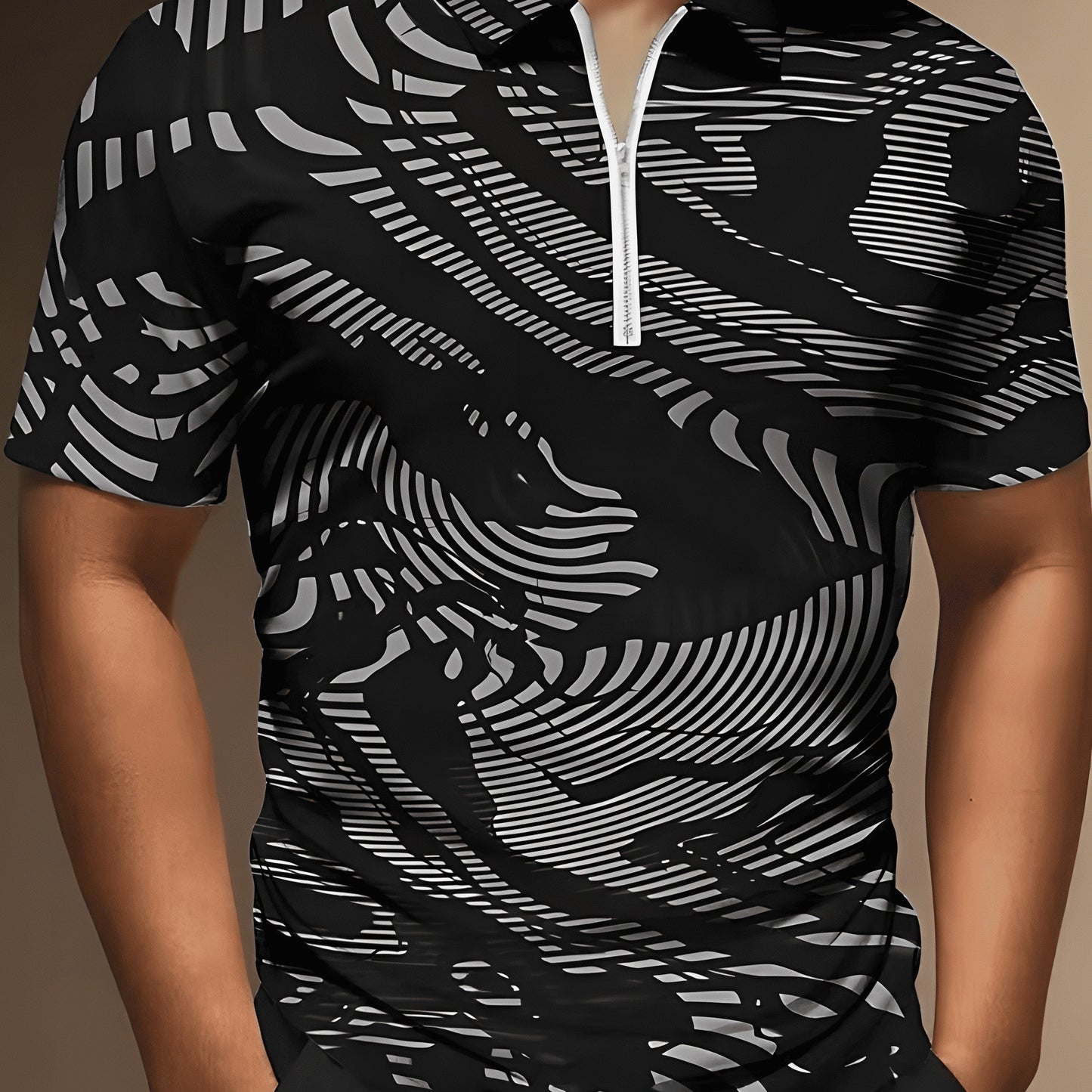 Men's Comfortable Slim Fit Polo Shirt with Zipper V-Neck - Perfect for Summer