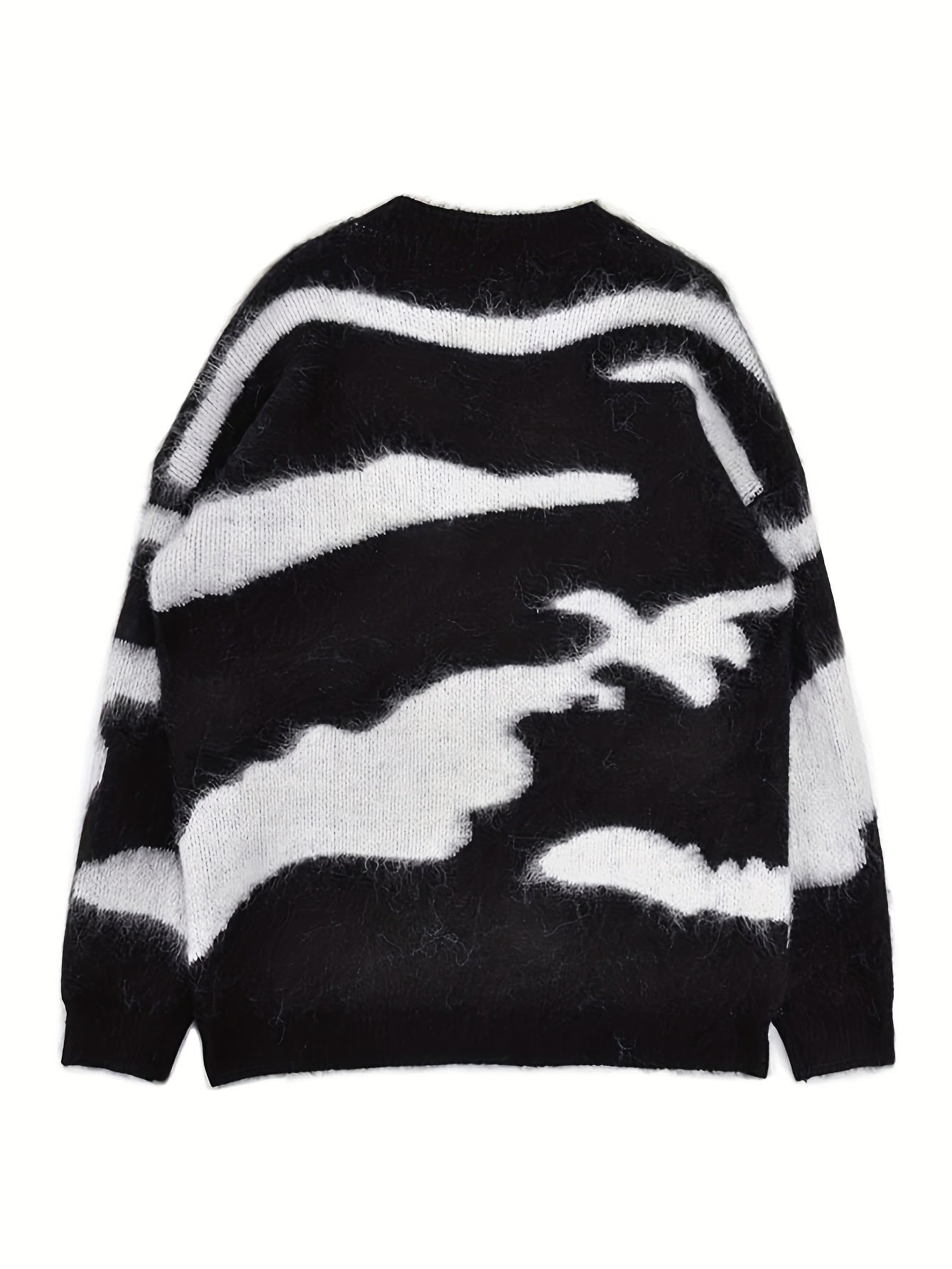 gbolsos Random Pattern Crew Neck Pullover Sweater, Casual Long Sleeve Loose Sweater, Women's Clothing