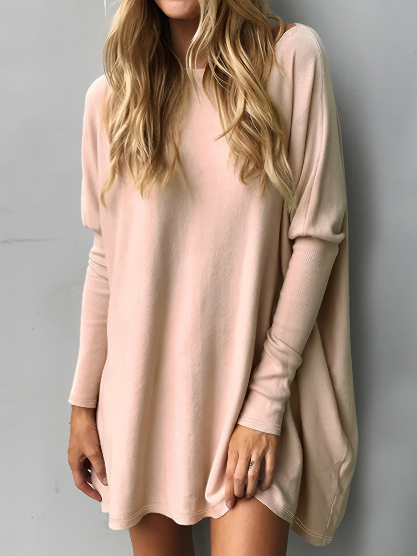 gbolsos Solid Crew Neck Knitted Pullover Sweater, Casual Long Sleeve Sweater For Fall & Winter, Women's Clothing