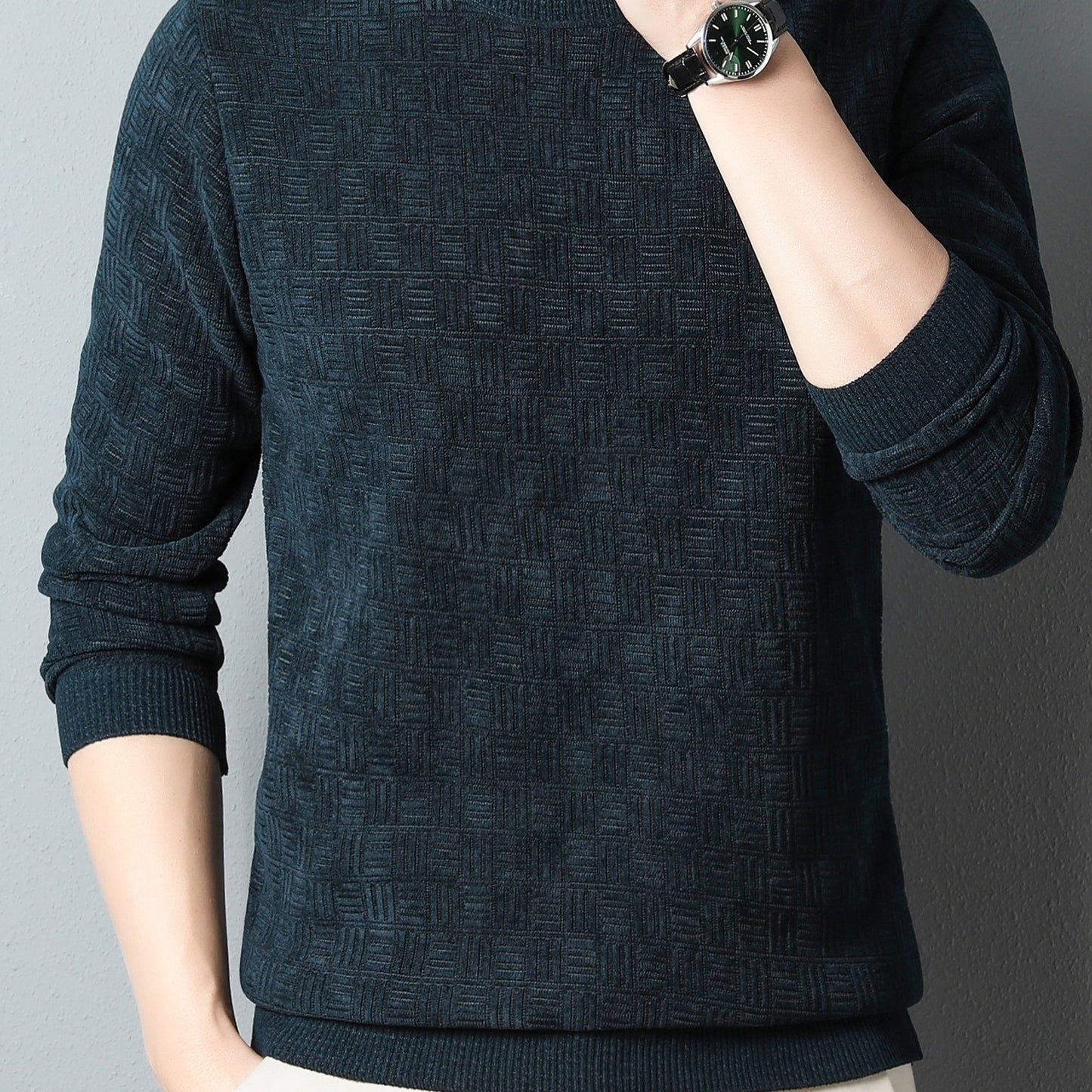 gbolsos Winter New Men's Casual Sweater Round Neck Plus Thick Base Warm Sweater Best Sellers
