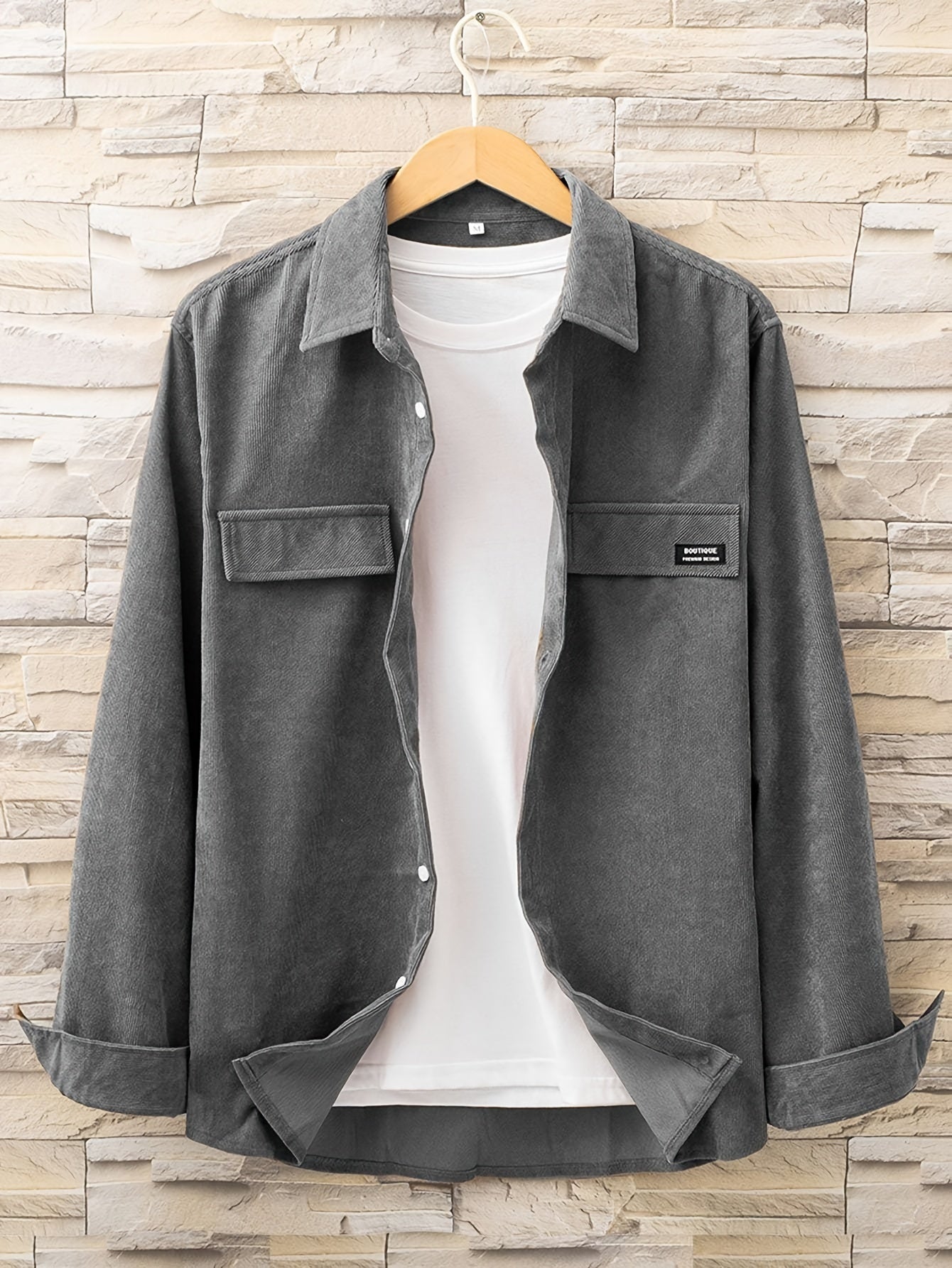 gbolsos Men's Casual Button Up Long Sleeve Shirt With Chest Pocket, Men's Clothes For Spring Summer Autumn, Tops For Men