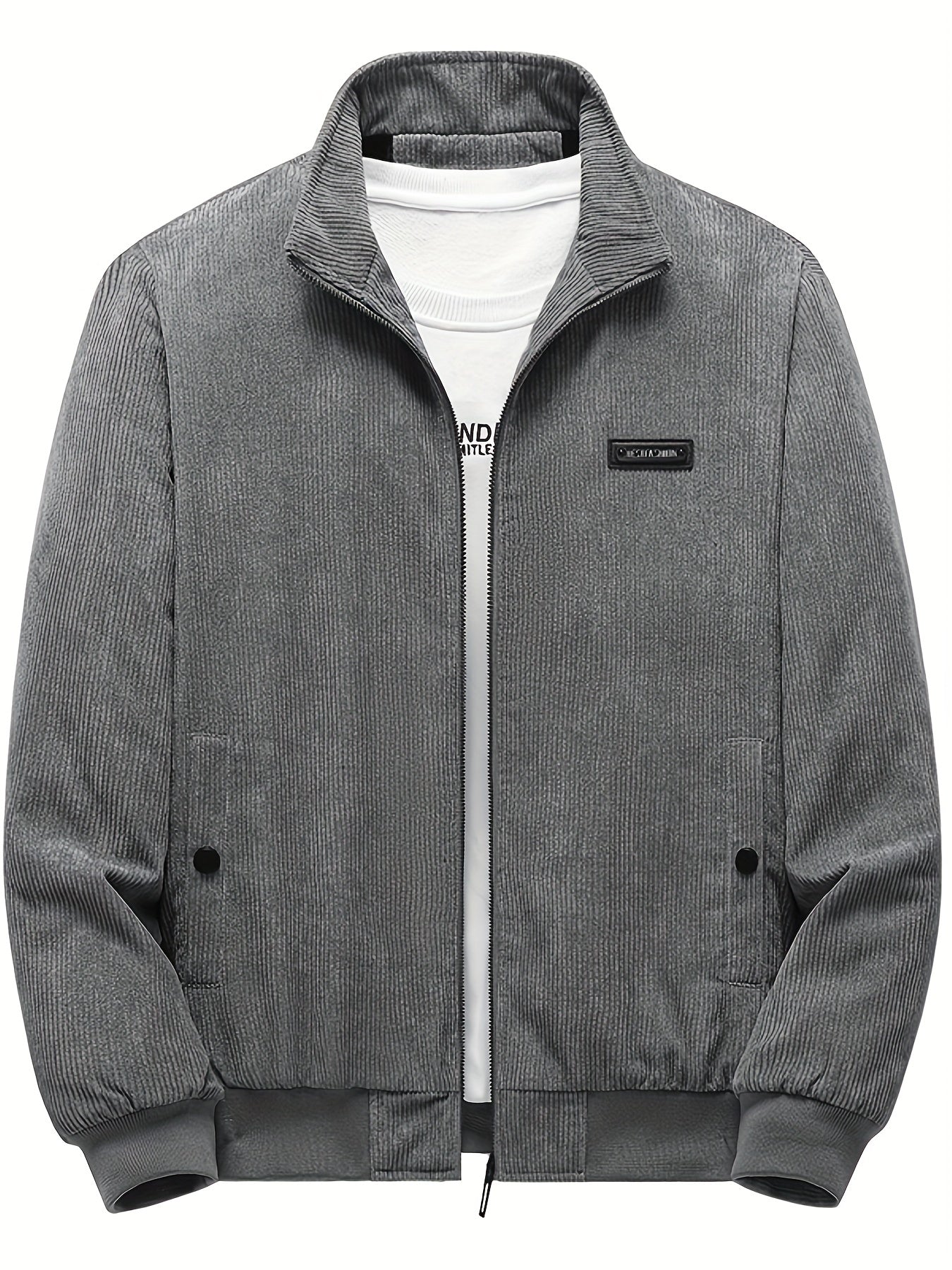 gbolsos Warm Fleece Corduroy Jacket, Vintage Style Stand Collar Stretch Jacket Coat For Fall Winter