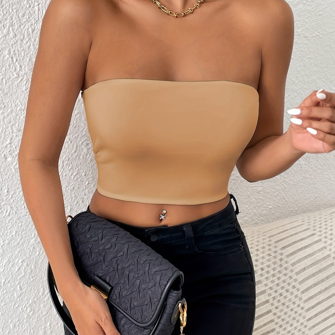 Basic Solid Tube Top, Sexy Crop Sleeveless Stretchy Top, Women's Clothing