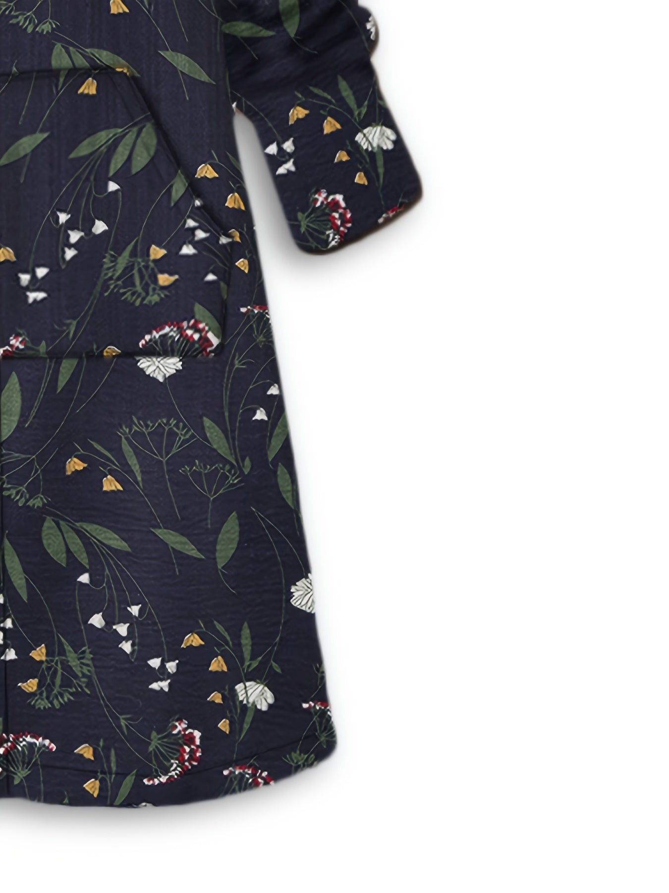 Plus Size Floral Print Fleece Liner Hoodie Oversized Coat, Women's Plus Casual Coat