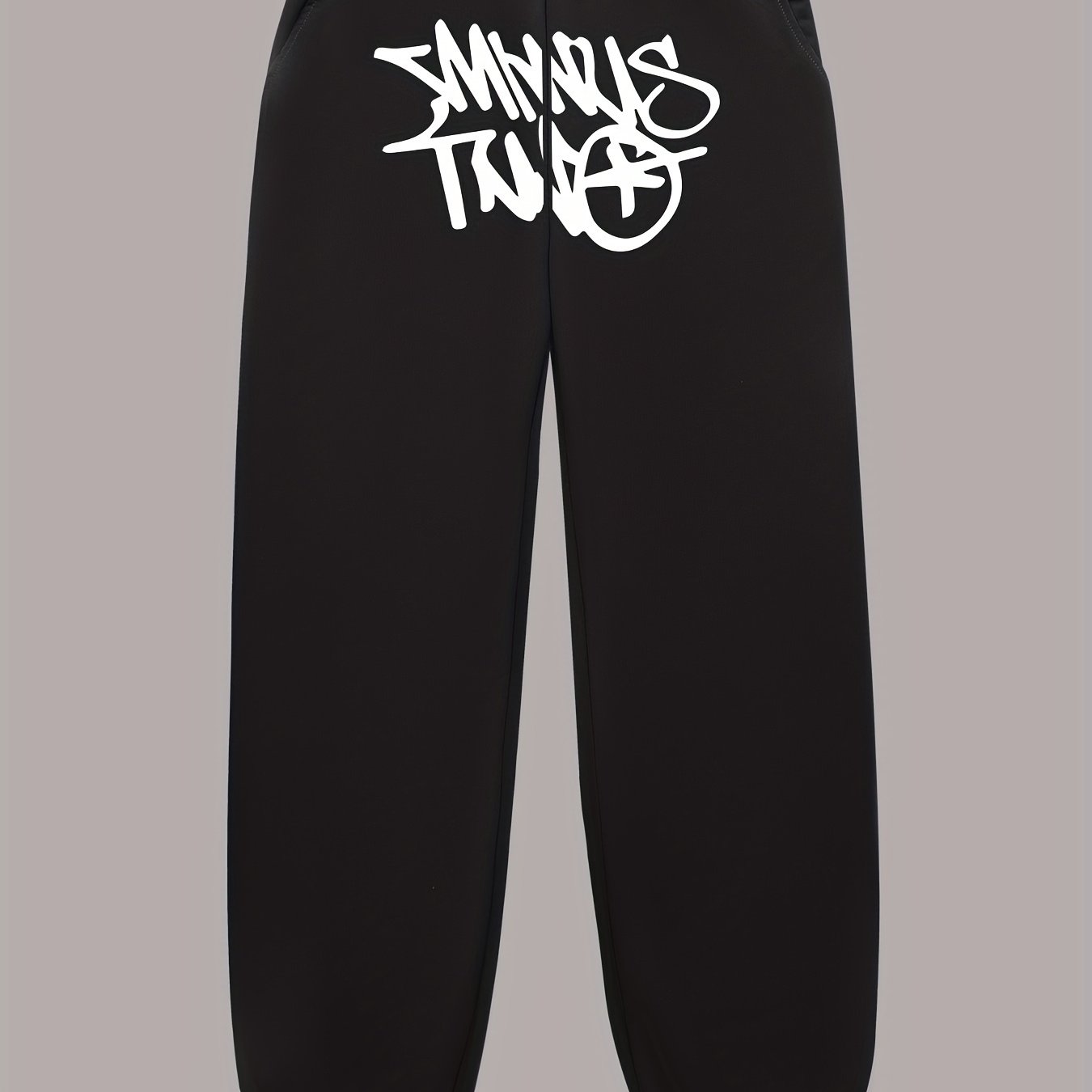 gbolsos Letter Print Drawstring Sweatpants Loose Fit Pants Men's Casual Slightly Stretch Joggers For Men Spring Autumn Running Jogging