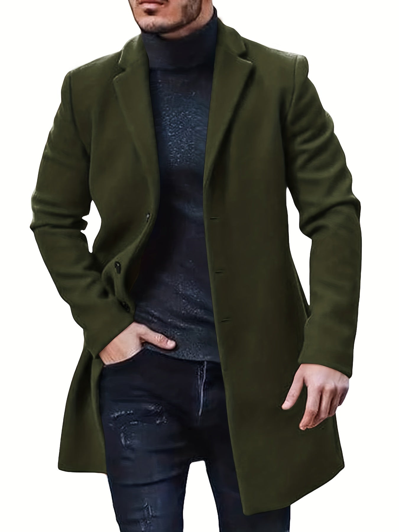 gbolsos Men's Retro Trench Coat, Semi-formal Warm Single Breasted Overcoat For Fall Winter Business