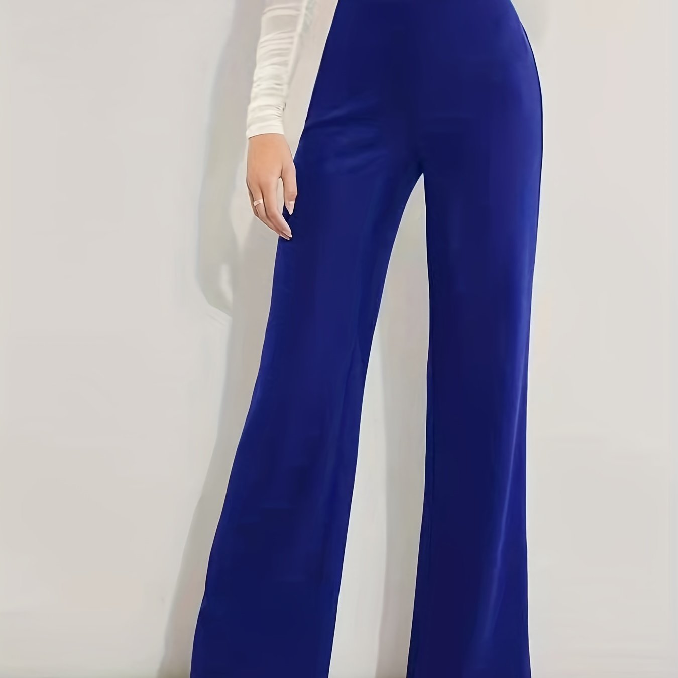 gbolsos Wide Leg High Waist Pants, Versatile Solid Pants For Spring & Summer, Women's Clothing
