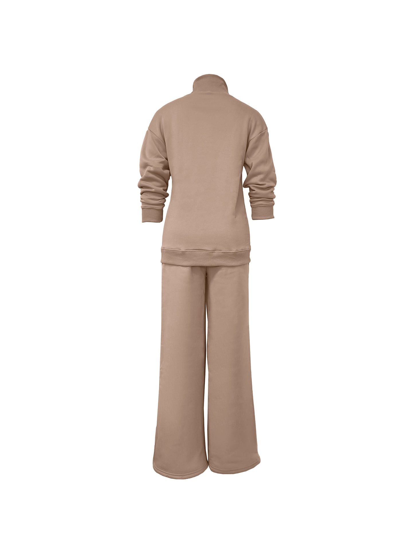 gbolsos Casual Solid Two-piece Set, High Neck Top & Drawstring Pants Outfits, Women's Clothing