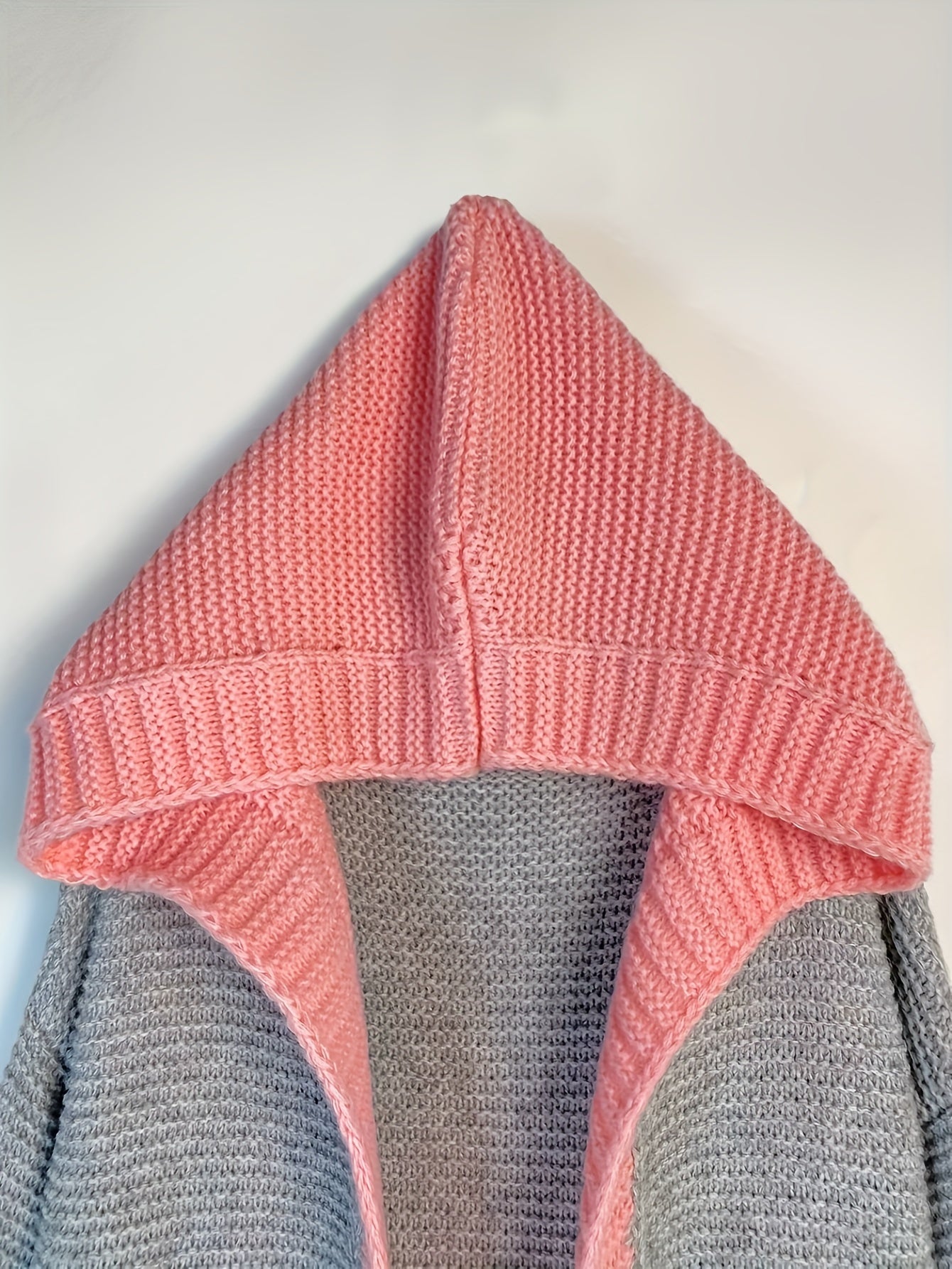 gbolsos Color Block Open Front Sweater Cardigan, Casual Long Sleeve Hooded Knitted Cardigan, Women's Clothing