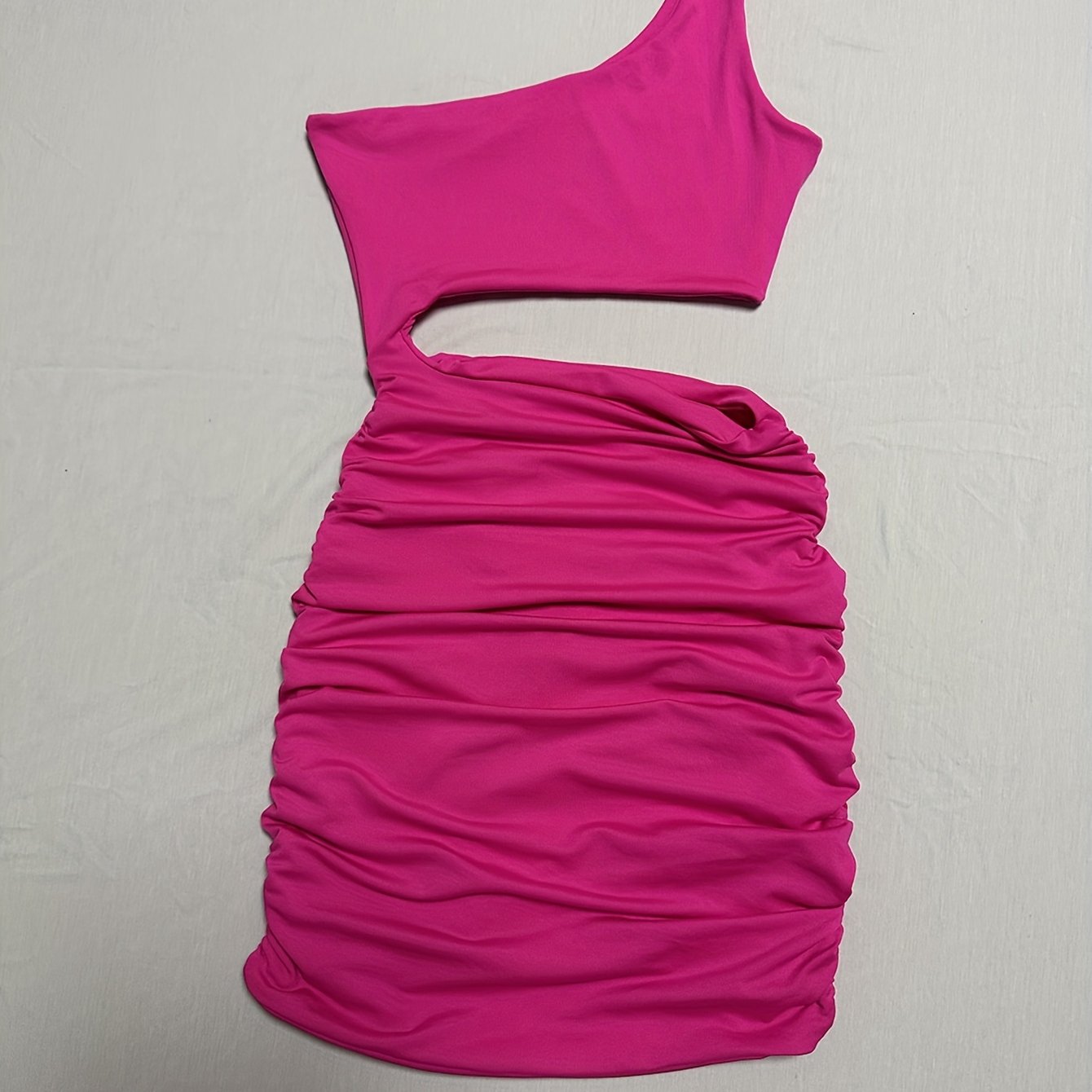 gbolsos One Shoulder Bodycon Dress, Sexy Cut Out Ruched Sleeveless Dress, Women's Clothing