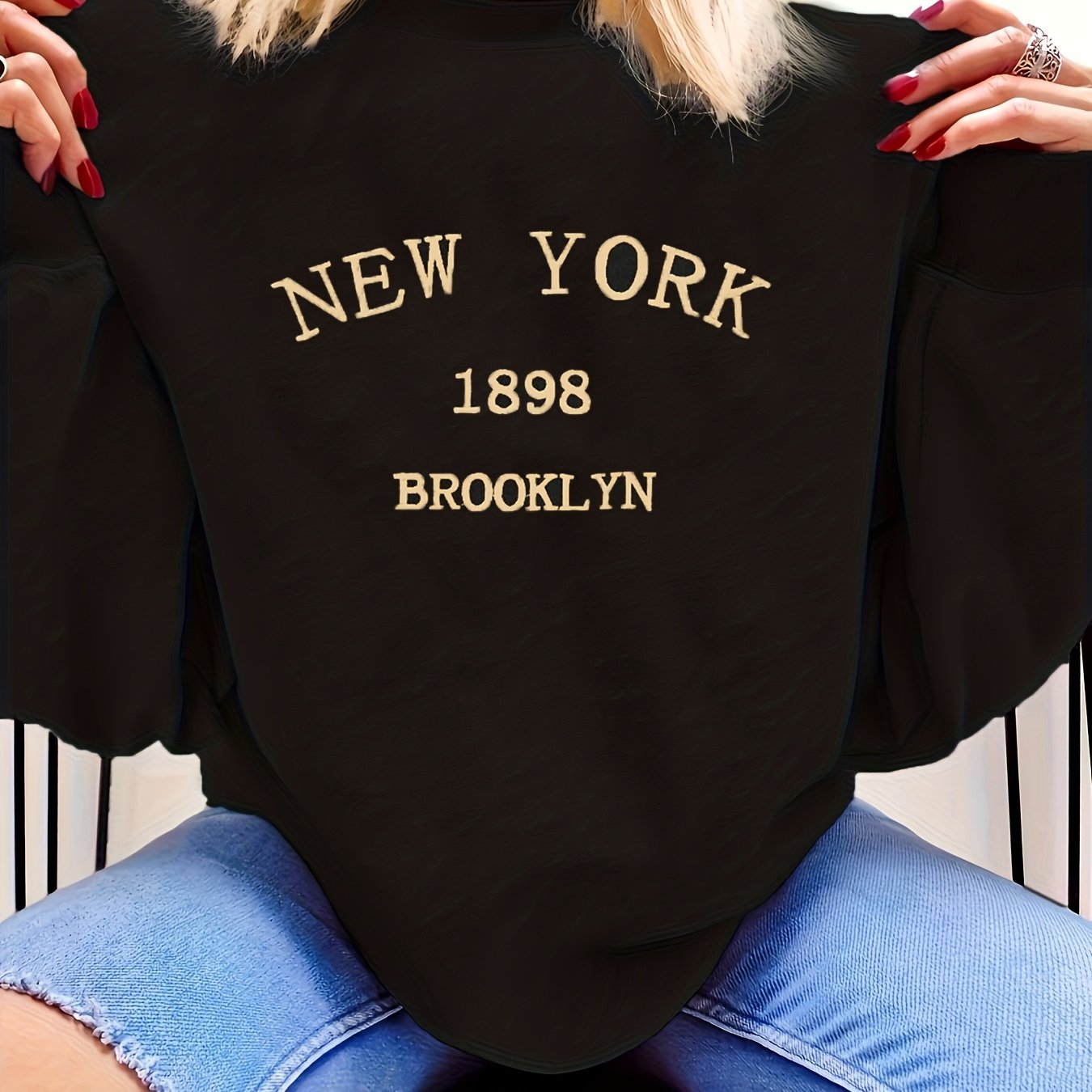 Letter Print Pullover Sweatshirt, Casual Long Sleeve Crew Neck Sweatshirt, Women's Clothing