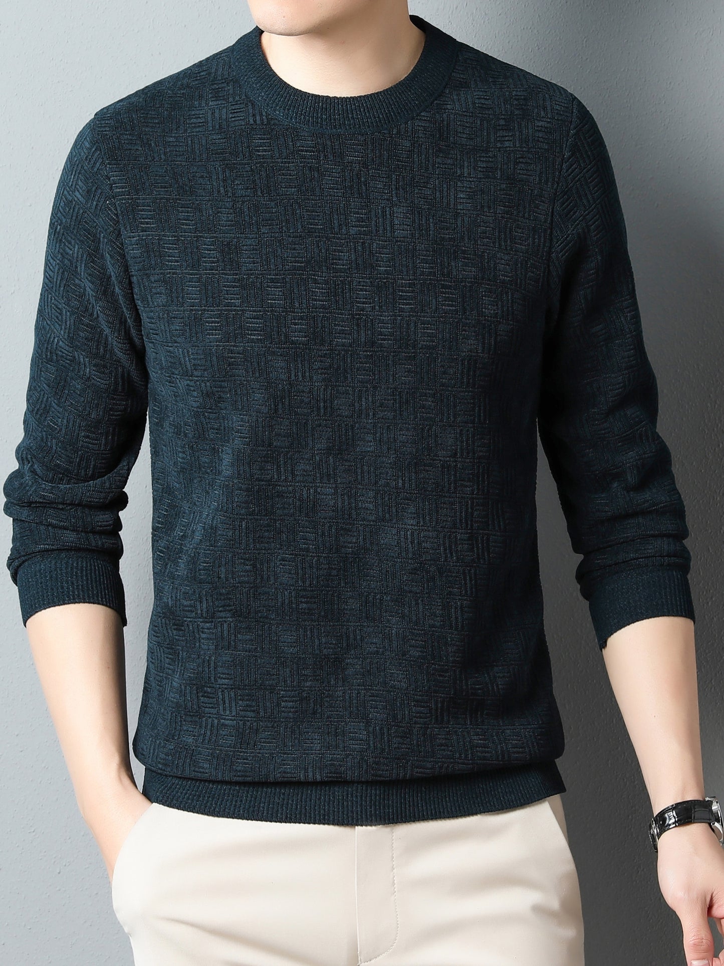 gbolsos Winter New Men's Casual Sweater Round Neck Plus Thick Base Warm Sweater Best Sellers
