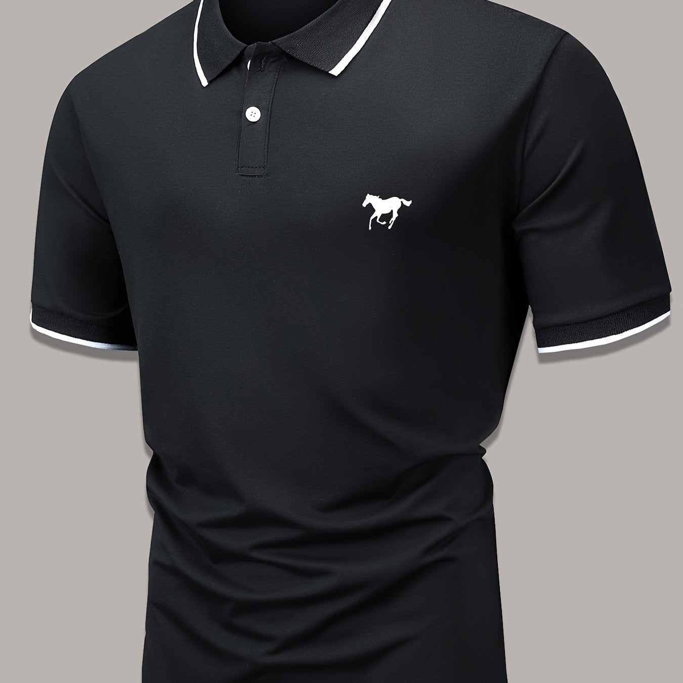 Men's Lapel Polo Shirt Short Sleeve Casual Slight Stretch Button Regular Summer Wear