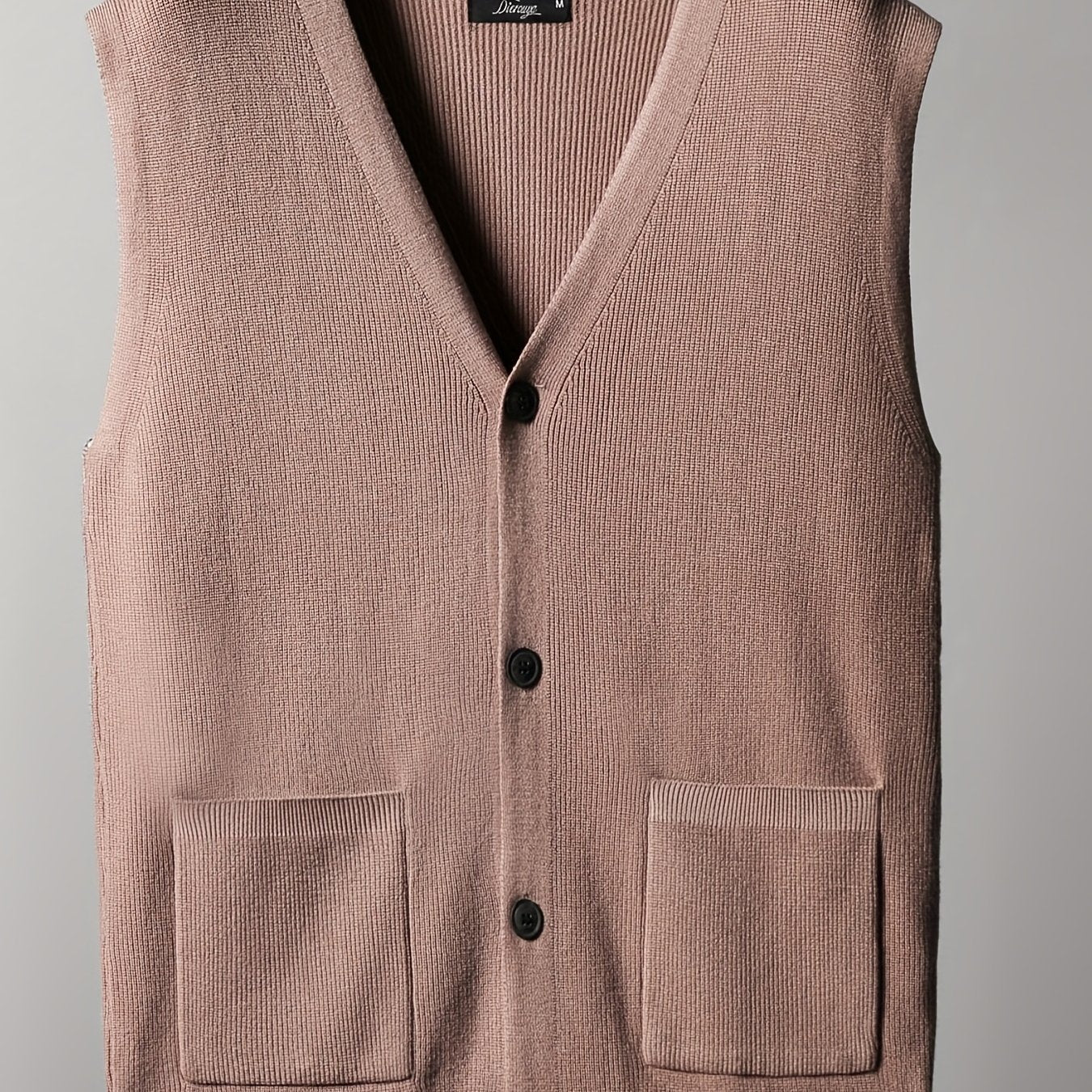 gbolsos Loose Fit High Stretch Cardigan Vest, Men's Casual Vintage Style V Neck Button Up Cardigan Vest For Fall Winter