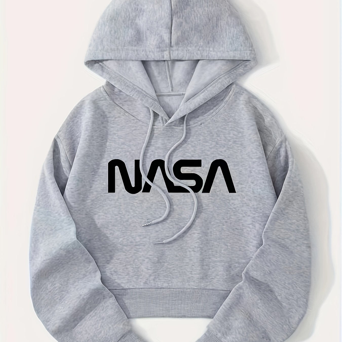gbolsosLetter Graphic Drop Shoulder Drawstring Crop Hoodie, Casual Sports Long Sleeve Active Sweatshirt, Women's Activewear