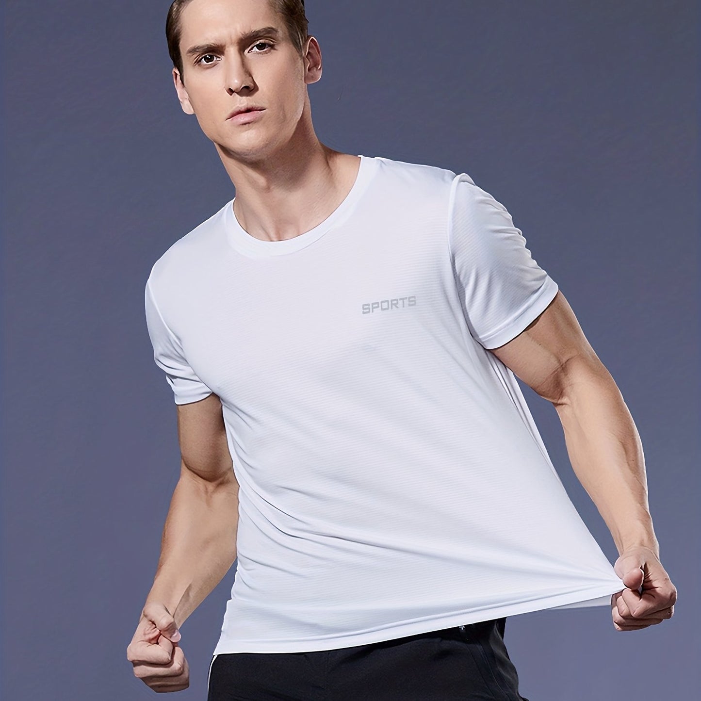 gbolsos Men's Solid Color Ultralight Quick Dry Sport T-Shirt, Breathable Lightweight Top For Fitness Training Workout Running Gym