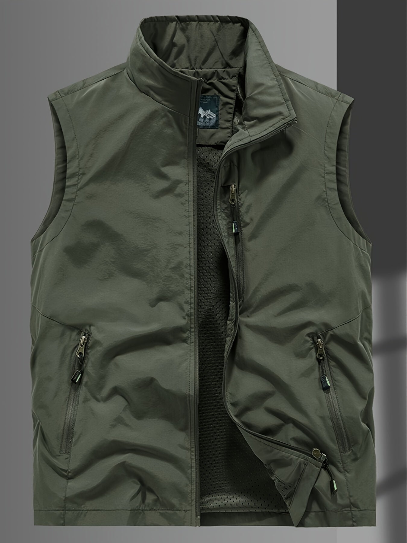 Men's Casual Plain Color Vest With Zip Up Pockets Men's Clothes Outerwear Sleeveless Jacket