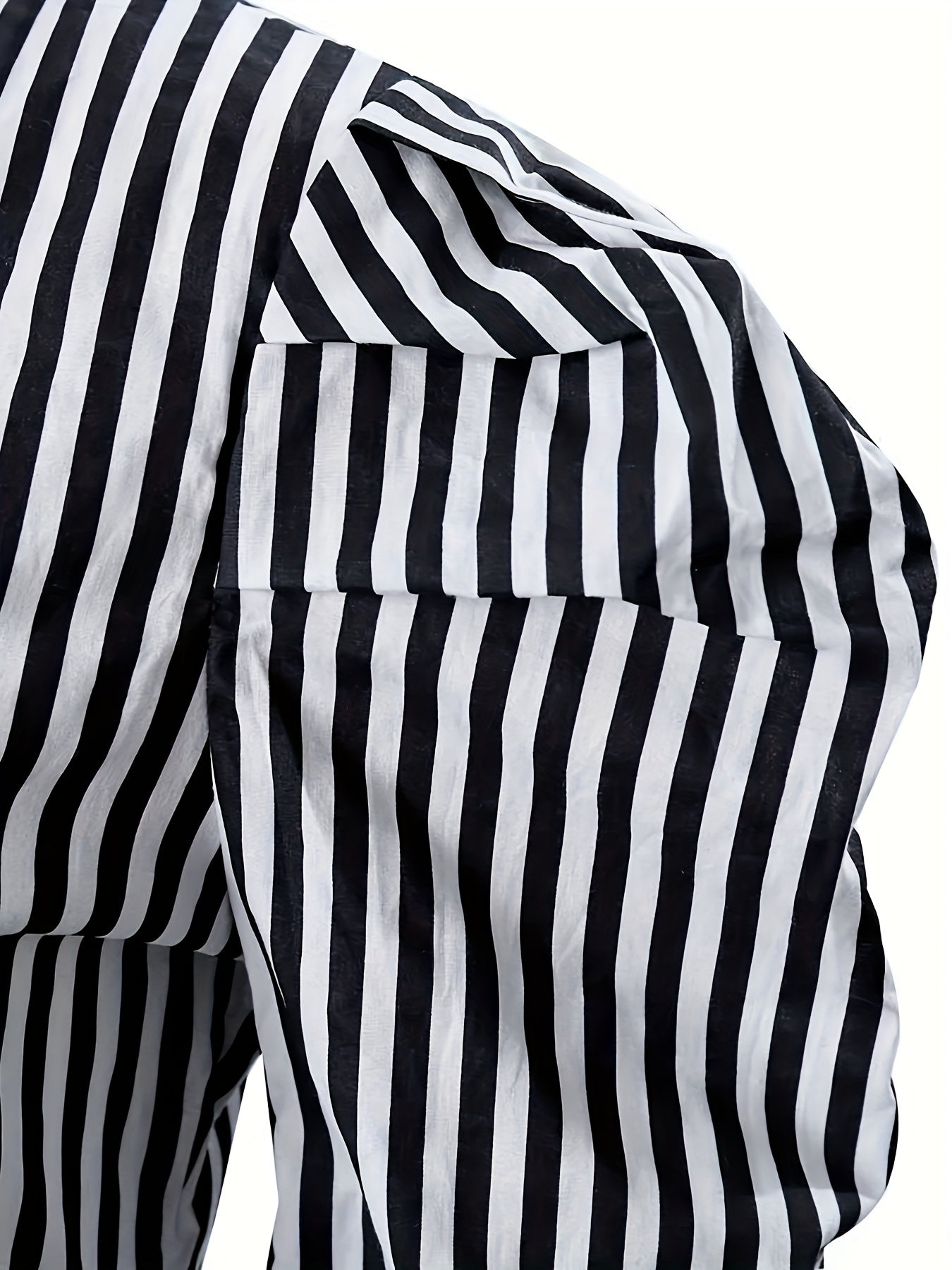 gbolsos Striped Print Mini Dress, Casual Button Front Puff Long Sleeve Dress, Women's Clothing