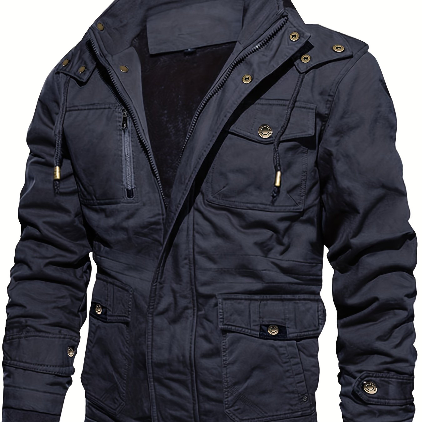 gbolsos Men's Hooded Military Tactical Jacket Windbreak Fleece Coat