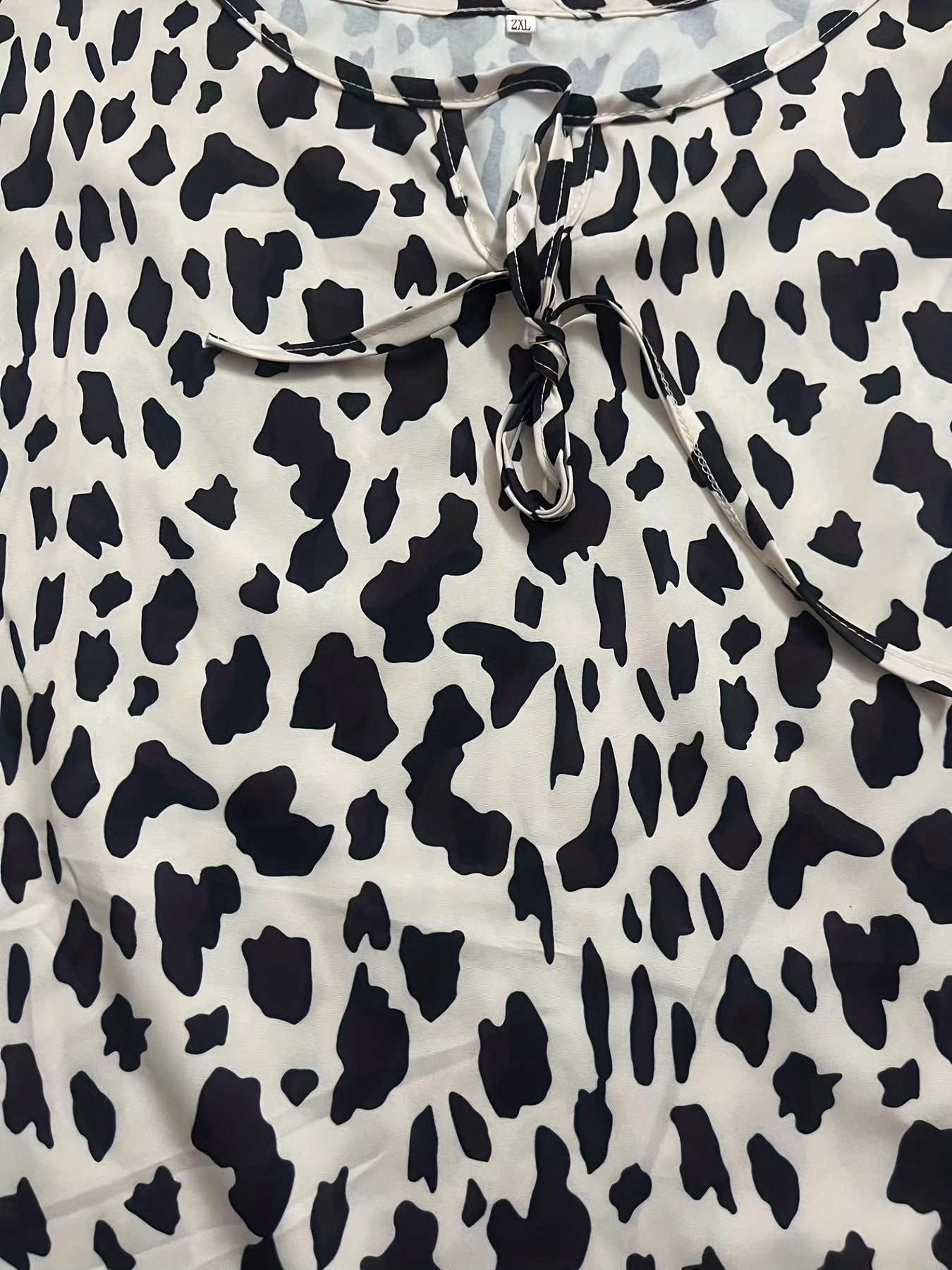 Leopard Print Cami Dress, Sexy Drawstring V Neck Ruffle Trim Dress, Women's Clothing