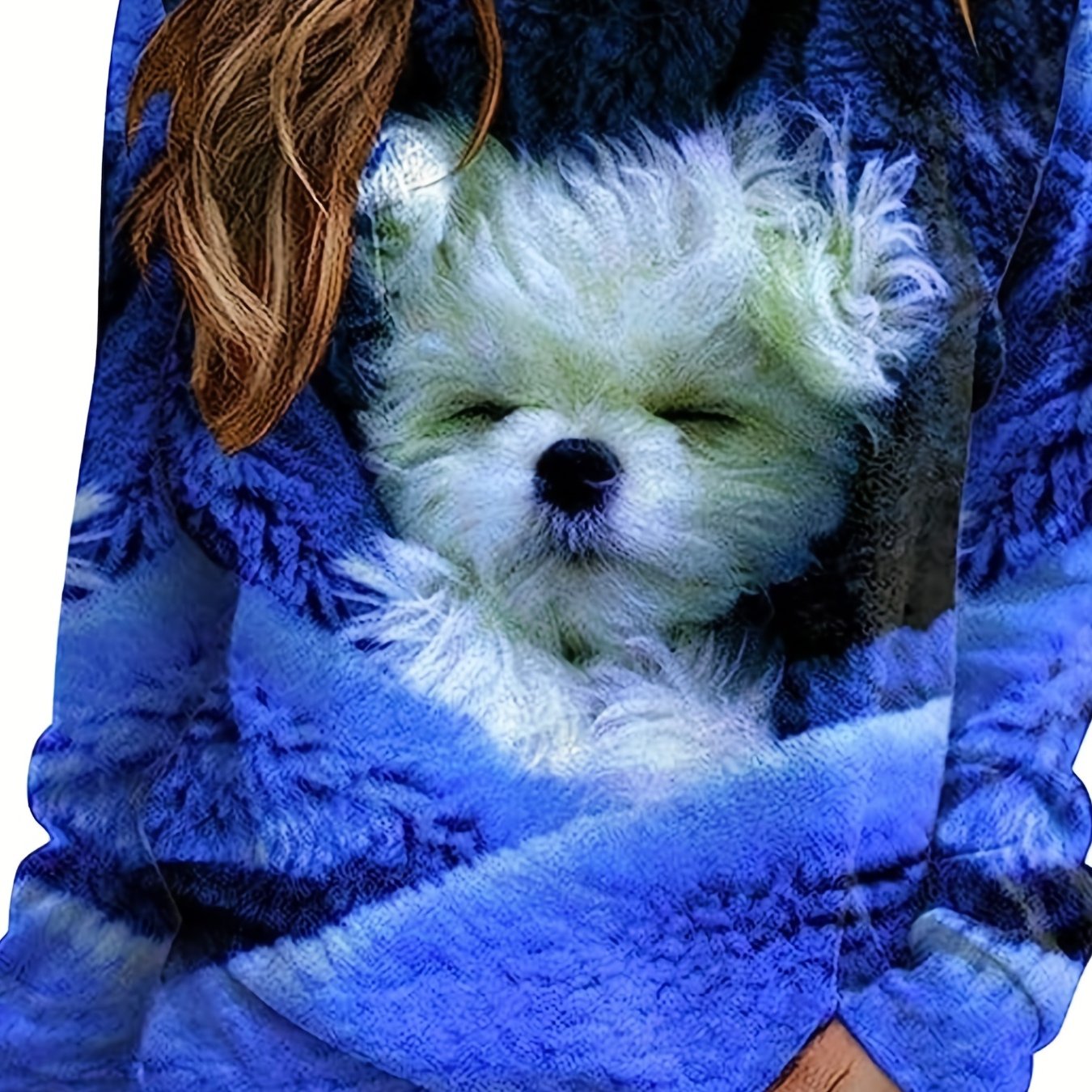 gbolsos Dog Print Pullover Sweatshirt, Casual Long Sleeve Crew Neck Sweatshirt For Fall & Winter, Women's Clothing