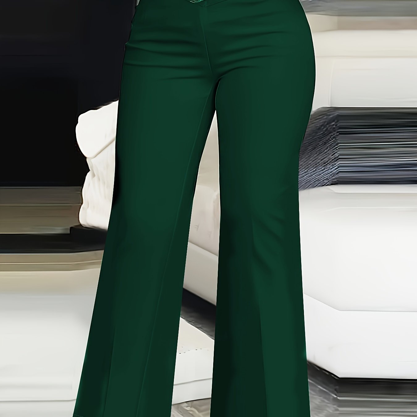 gbolsos Solid Color Bootcut Pants, Elegant High Waist Pants, Women's Clothing