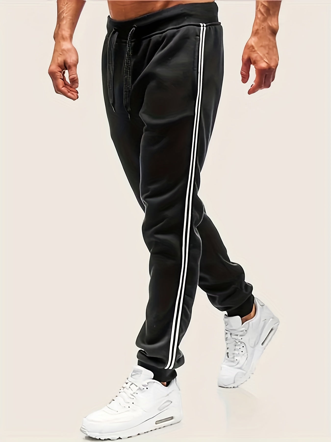 gbolsos Zipper Pocket Joggers, Men's Casual Loose Fit Slightly Stretch Waist Drawstring Pants For The Four Seasons Fitness Cycling