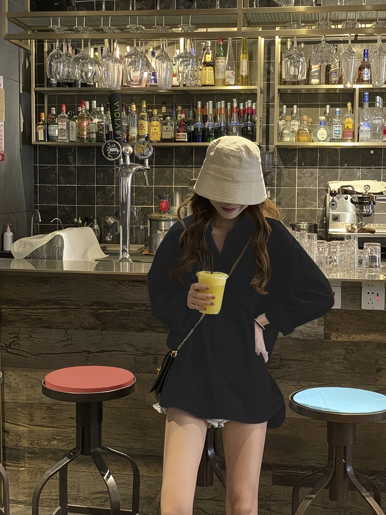 Loose Basic Solid Blouse, Stylish Lapel Long Sleeve Blouse, Casual Blouse For Spring & Fall, Women's Clothing