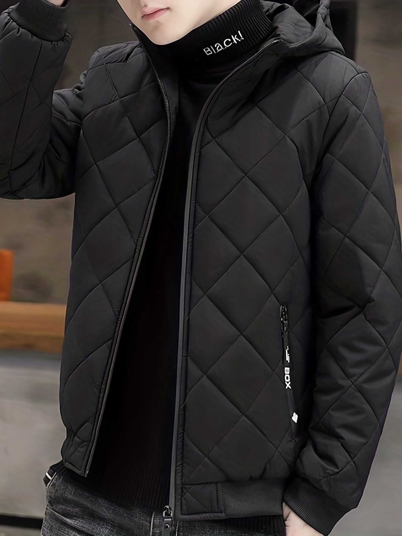 gbolsos Warm Winter Plush Hooded Jacket, Men's Casual Zip Up Cotton Padded Jacket For Fall Winter Outdoor