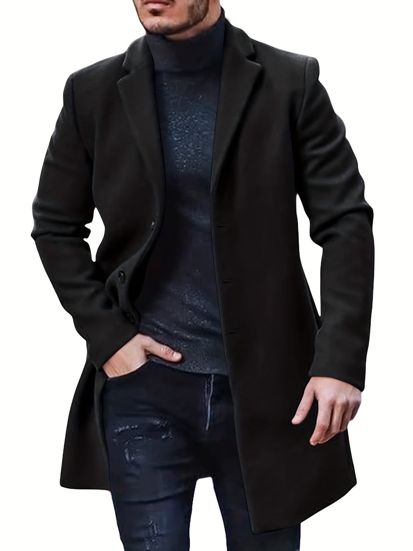 gbolsos Men's Retro Trench Coat, Semi-formal Warm Single Breasted Overcoat For Fall Winter Business