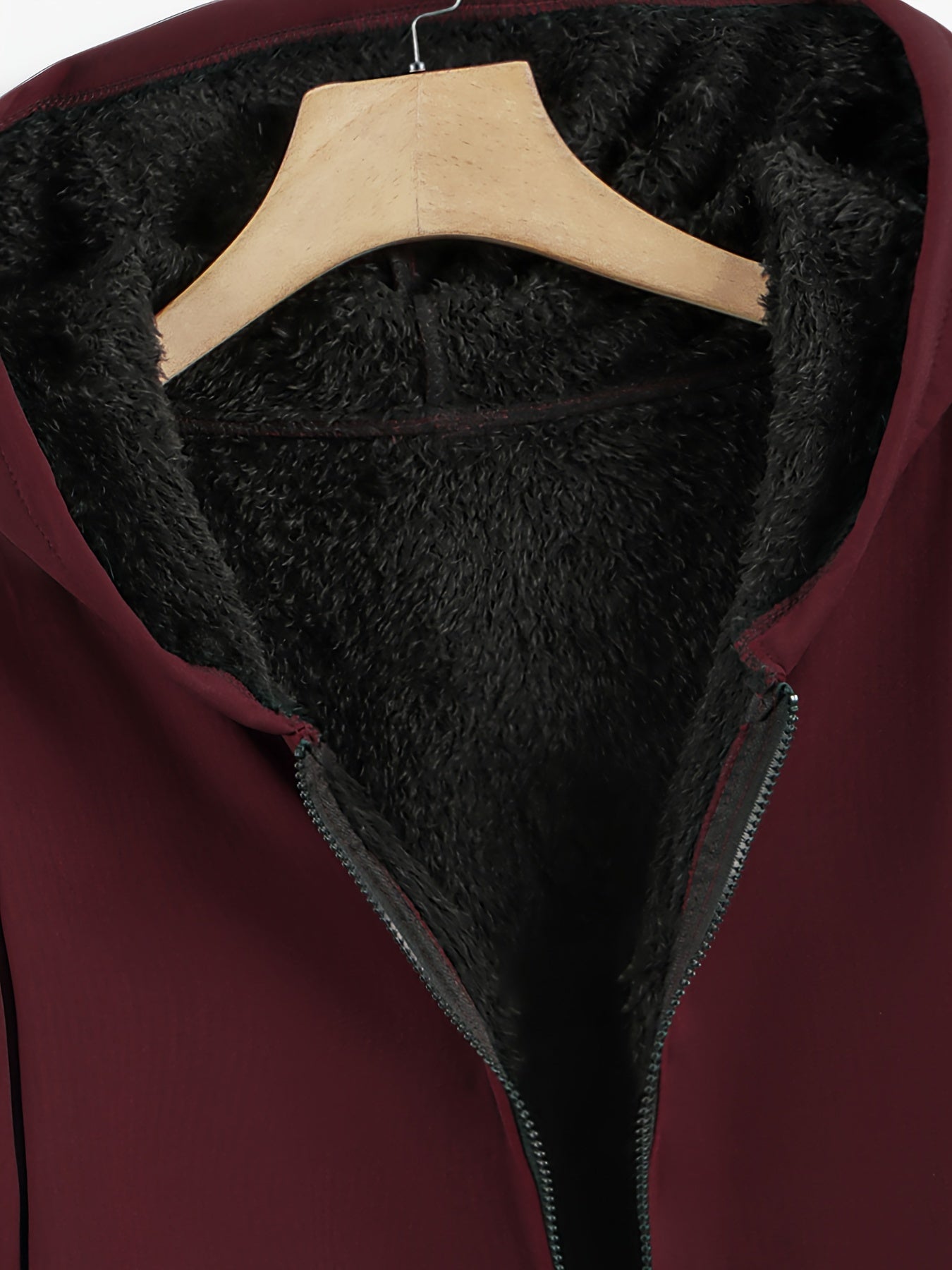 Plus Size Hoodie Fleece Liner Zip Up Coat, Women's Plus Warm Winter Casual Faux Fur Coat
