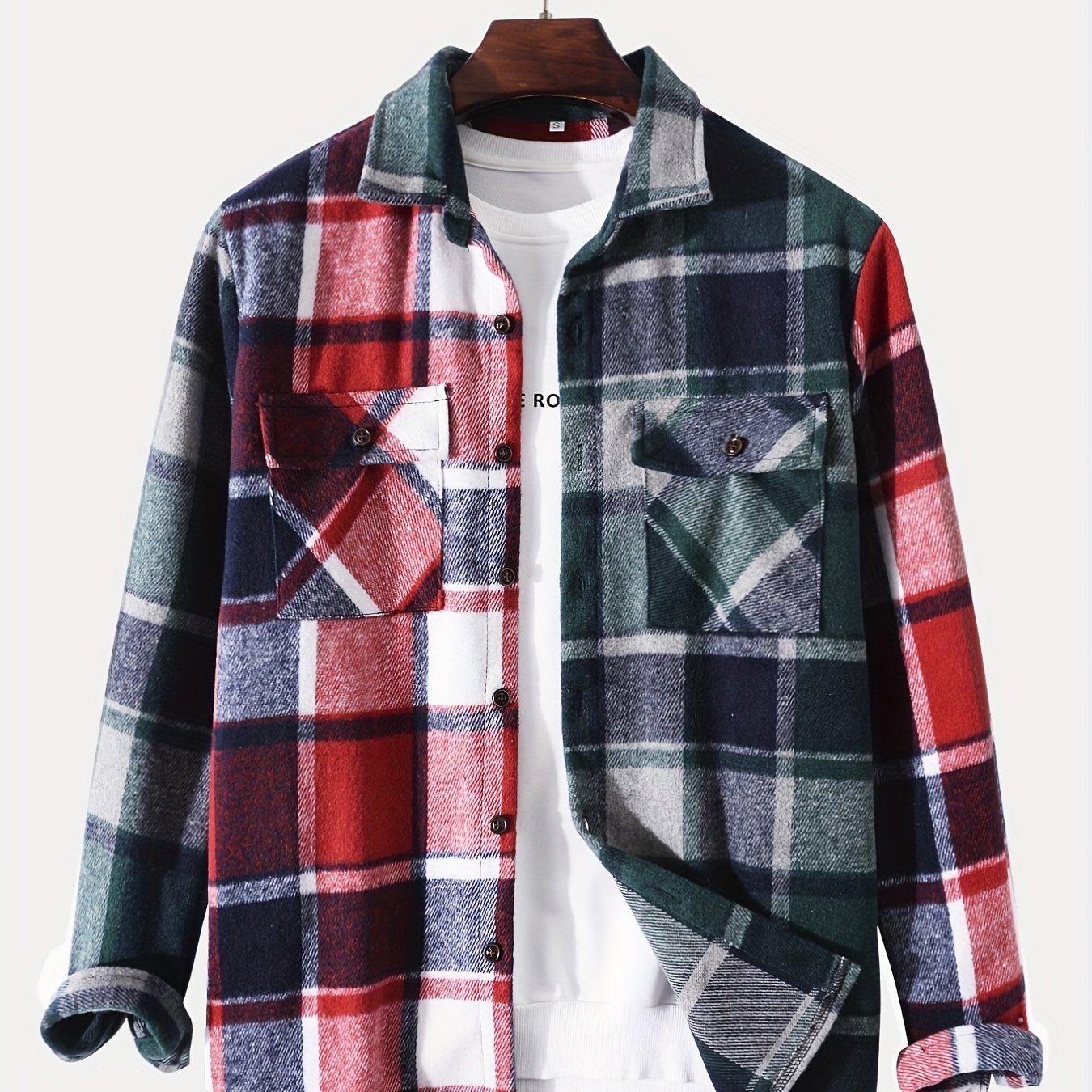 gbolsos Men's Classic Plaid Shirt Top Turn-Down Collar Long Sleeve Closure Regular Fit Male Casual Shirt For Daily