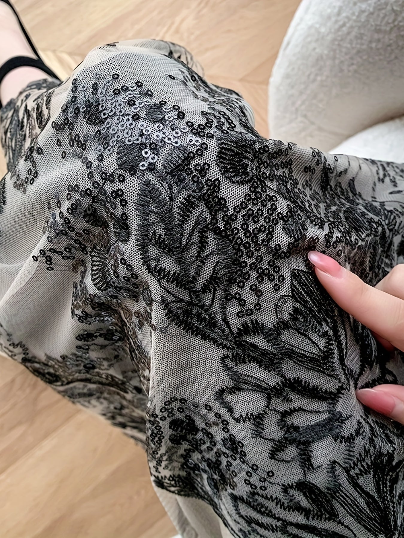 Contrast Mesh Knotted Skirts, Elegant A Line Skirts For Spring & Summer, Women's Clothing