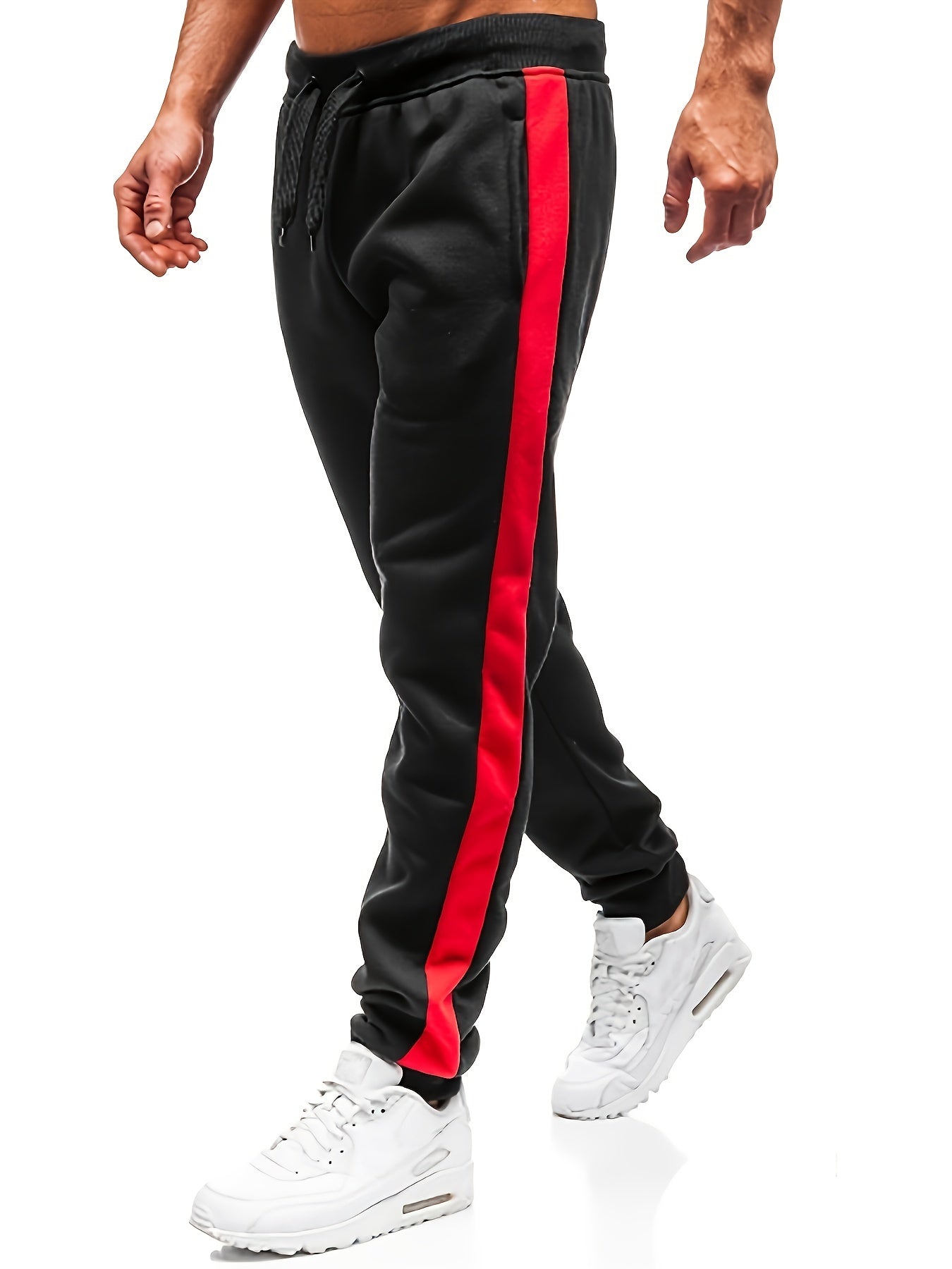 gbolsos Men's Color Block Drawstring Sweatpants, Elastic Waist Active Pants Jogger Pants Men's Clothes Fall Winter Bottoms
