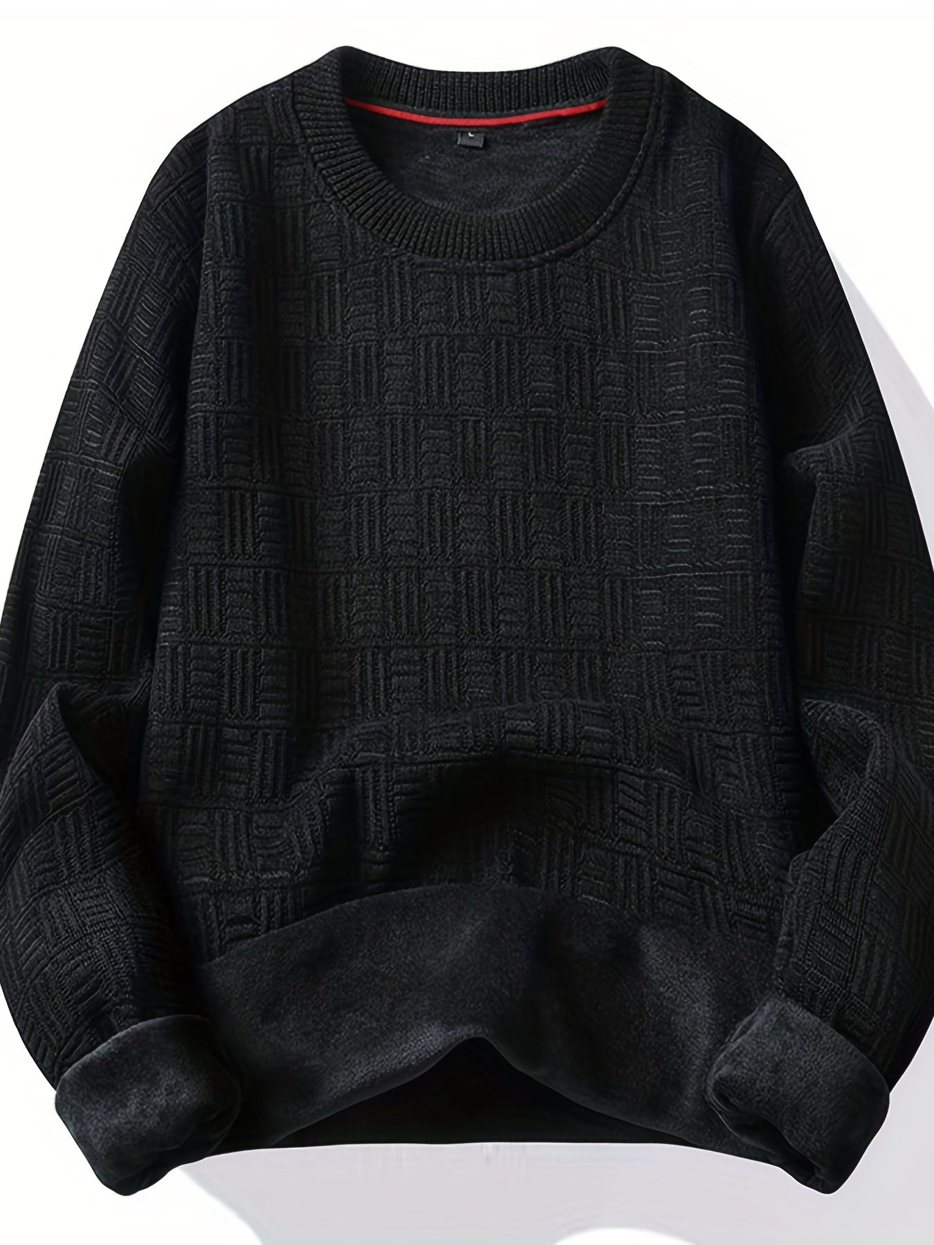 gbolsos All Match Knitted Sweater, Men's Casual Warm Slightly Stretch Crew Neck Pullover Sweater For Men Fall Winter