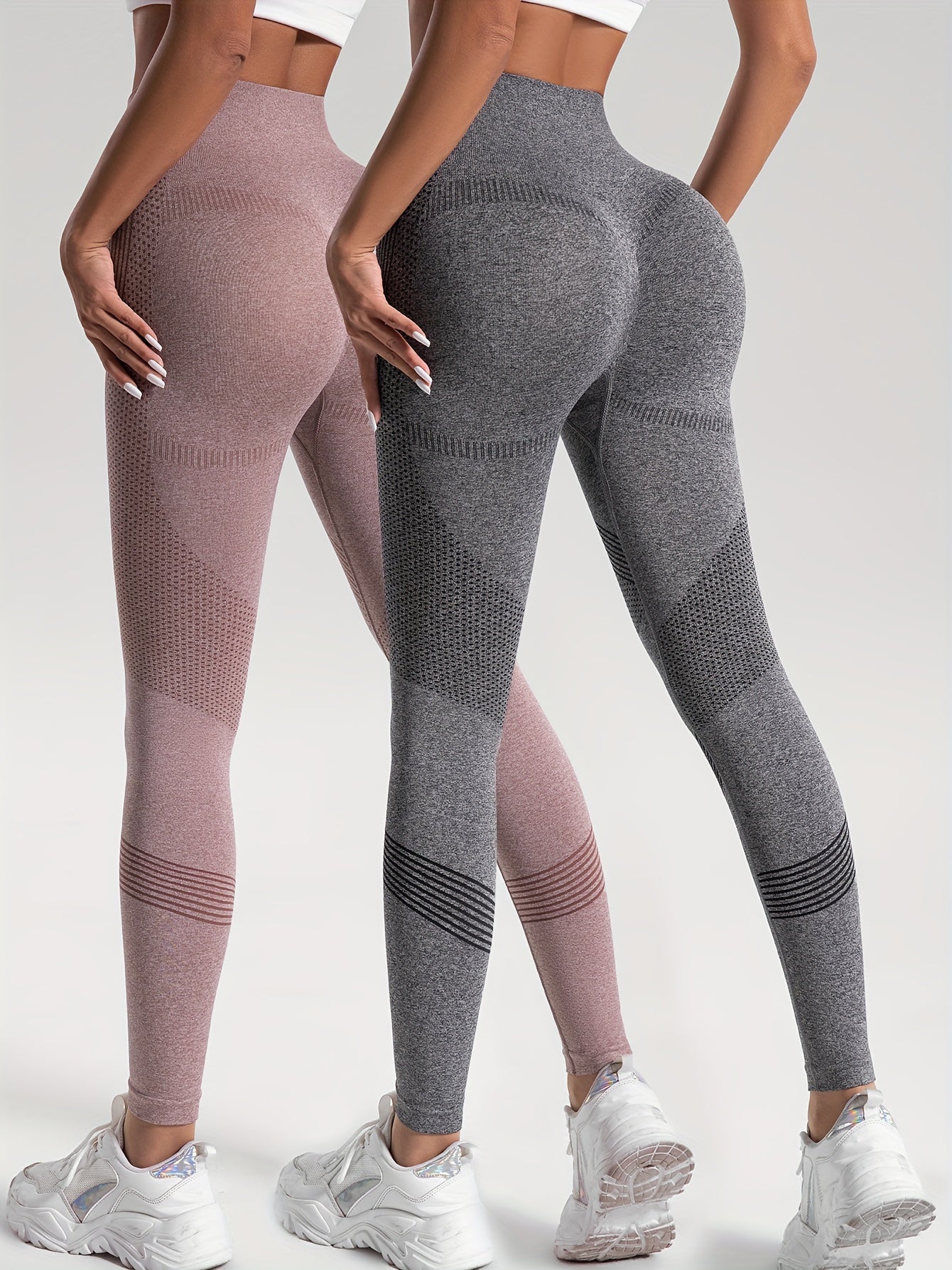 gbolsos 2pcs Solid Color High-Stretch Fitness Yoga Sports Leggings, Soft Breathable Yoga Tight Pants, Women's Activewear