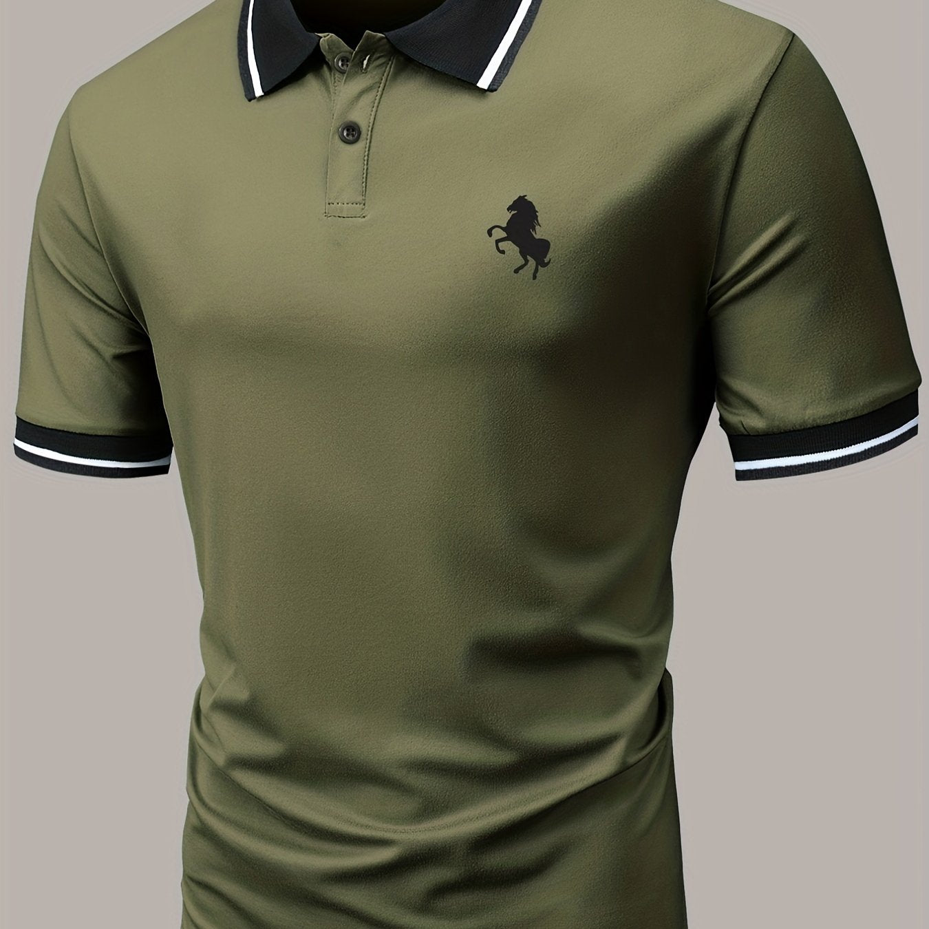 Men's Lapel Polo Shirt Short Sleeve Casual Slight Stretch Button Regular Summer Wear
