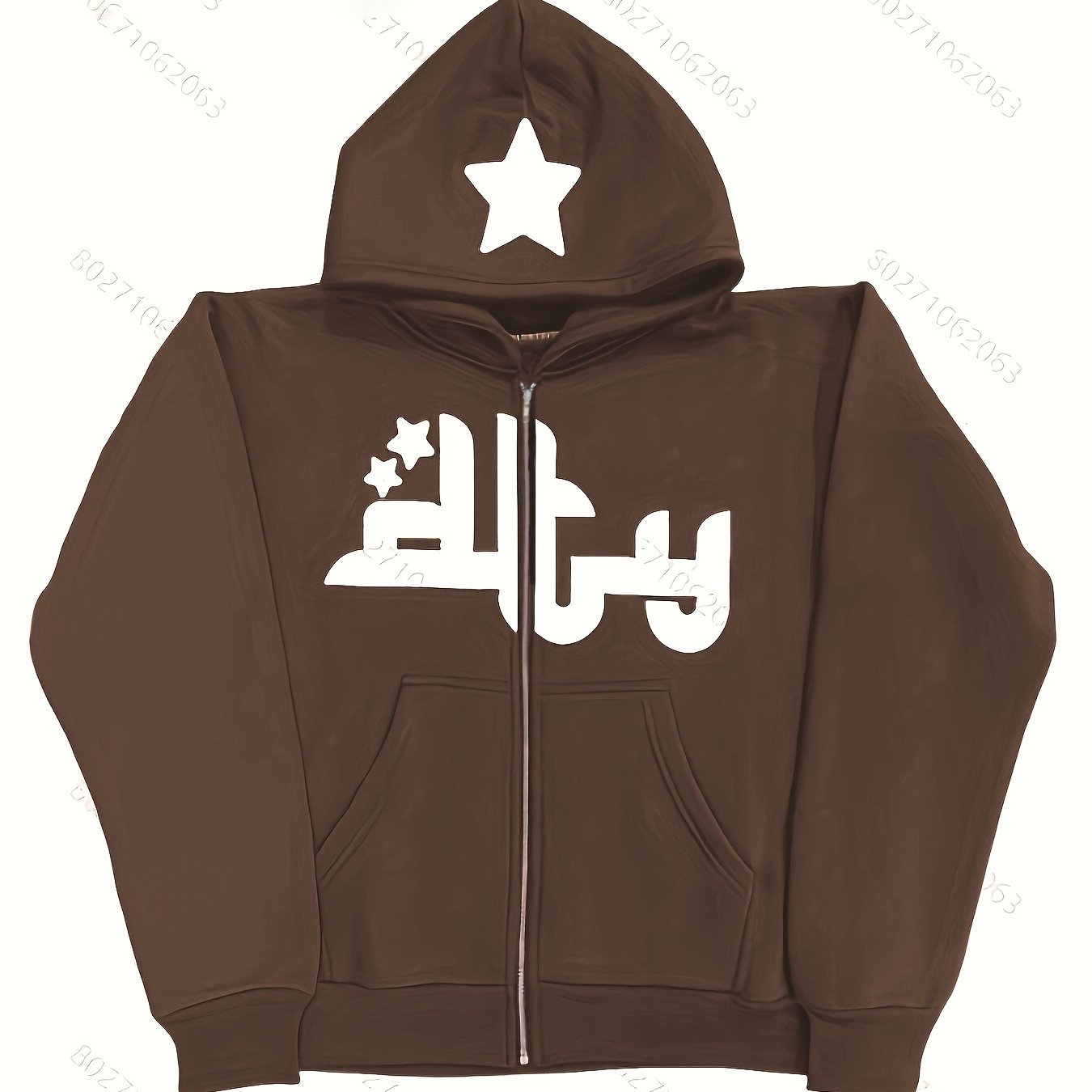 gbolsos Printed Zip Up Hoodies, Casual Long Sleeve Hip Hop Open Front Sweatshirt, Women's Clothing