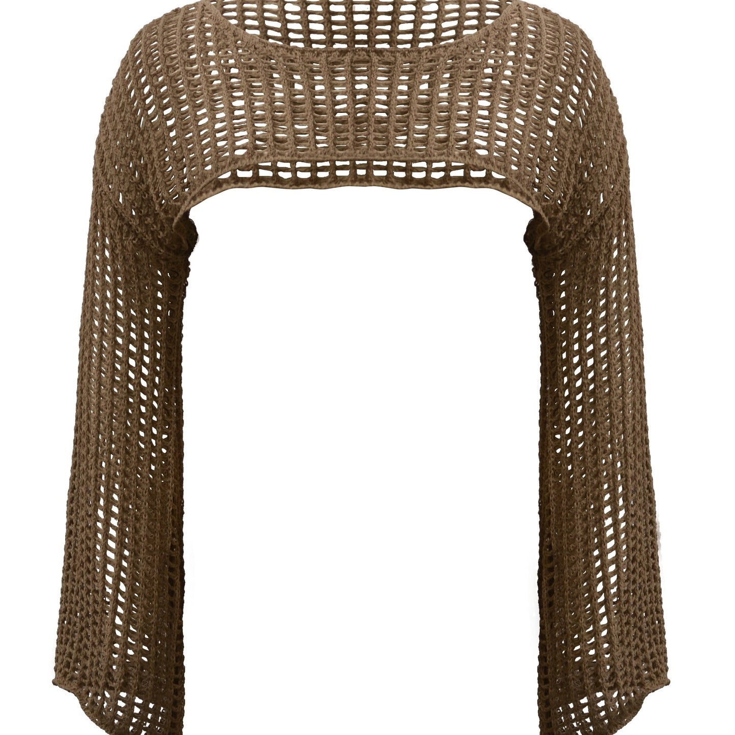 Y2K Hollow Out Crop Sweater, Long Sleeve Casual Sweater For Spring & Fall, Women's Clothing