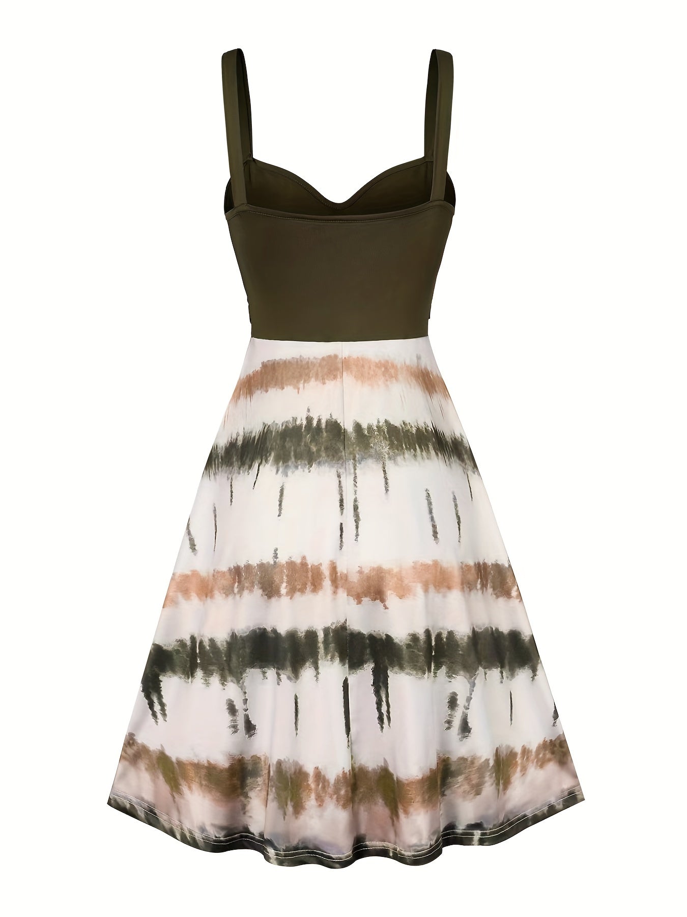 Tie Dye Criss Cross Dress, Casual Sleeveless Ruffle Dress, Women's Clothing