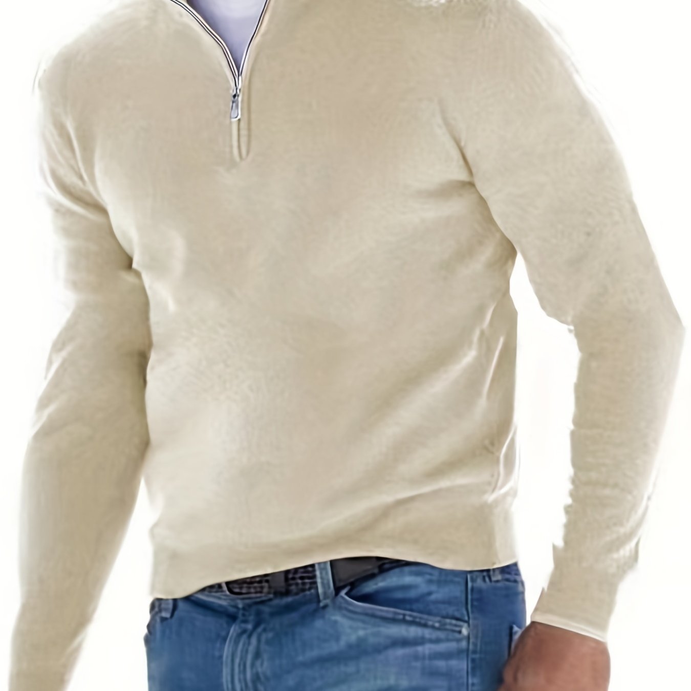 gbolsos Fleece Long Sleeves Zipper Stand Collar Pullover Thermal Underwear Tops, Men's Casual Top Polo Shirts